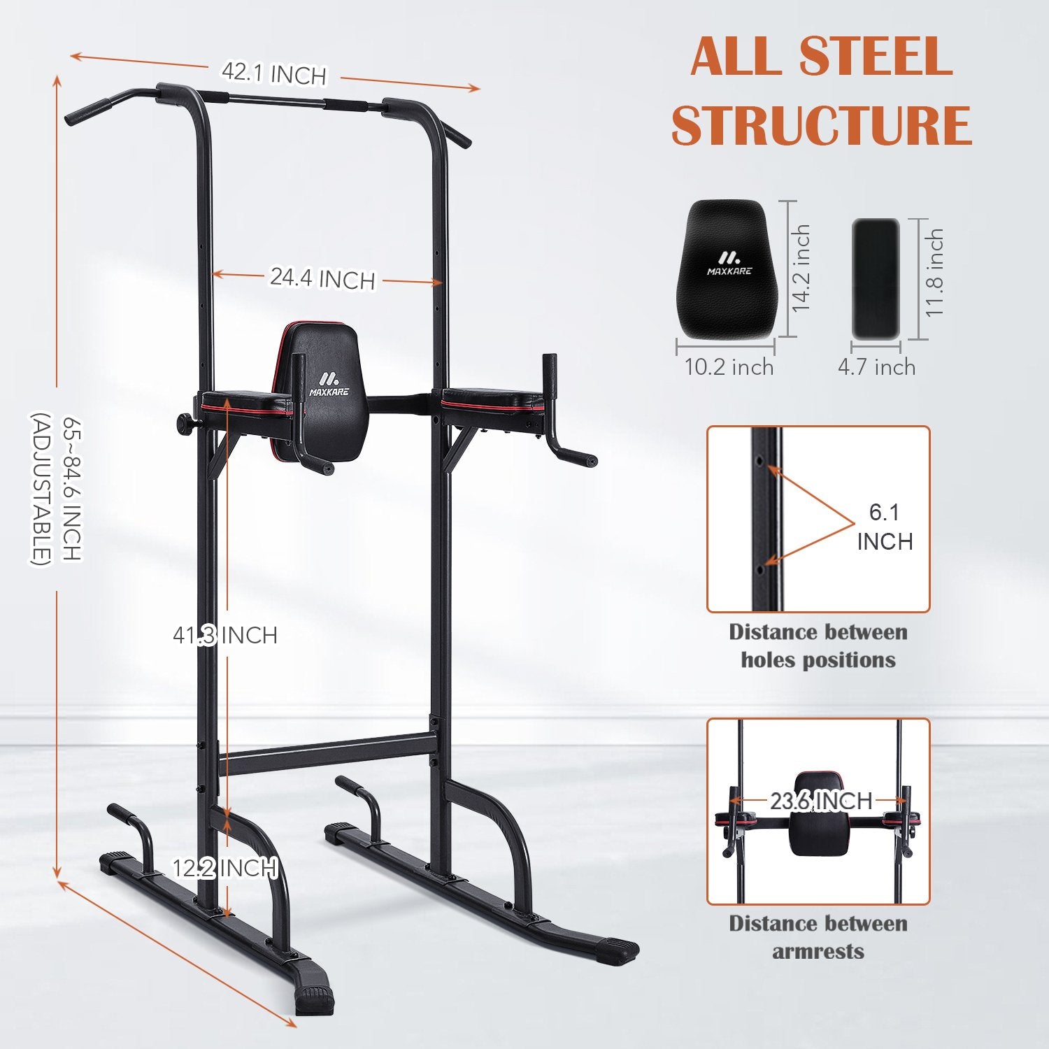 Load image into Gallery viewer, 4 Level Adjustable Power Tower Workout Dip Stand Pull Up Bar Station-Strength Training Fitness Exercise Equipment for Home Gym-New Version
