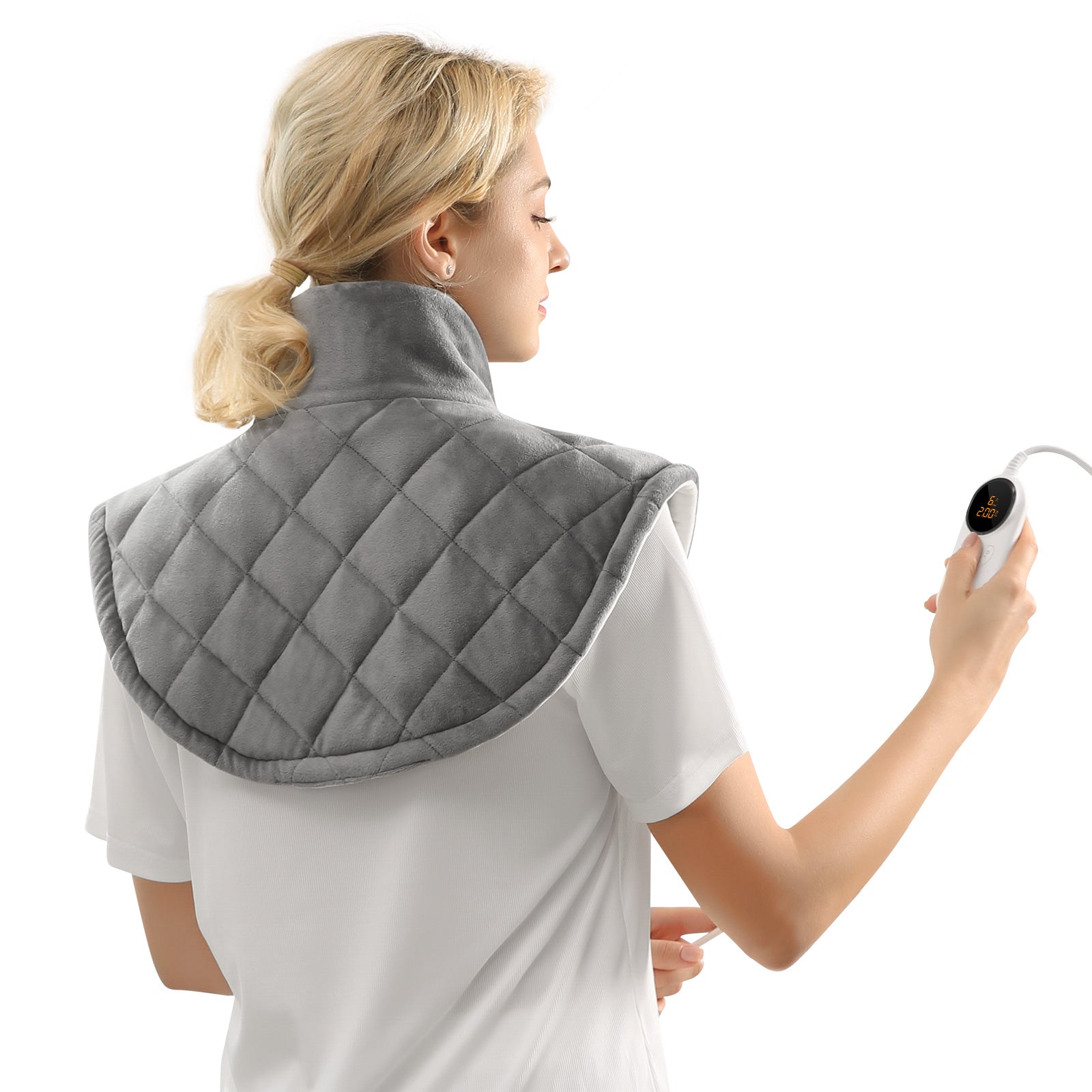 Load image into Gallery viewer, MARNUR Weighted Heating Pad for Neck and Shoulders, 2.2lb Large Electric Heated Neck Shoulder Wrap for Pain Relief, 6 Heat Settings, 2H Auto-off - 20&quot;x23&quot;
