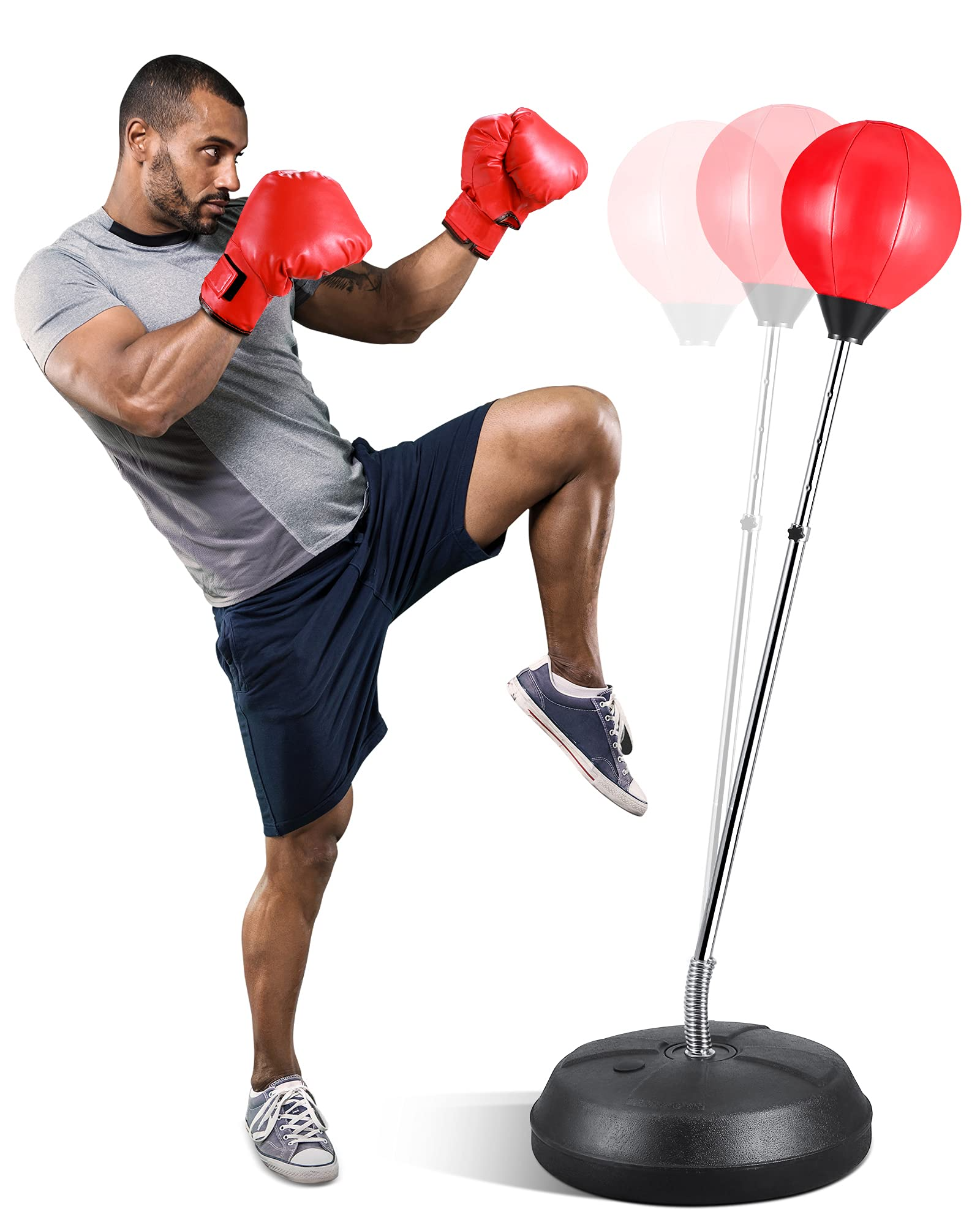 Load image into Gallery viewer, Punching Bag with Stand for Kids &amp; Adults Punching Bag- Boxing Bags for Kids and Adults, Adjustable Stands are Perfect for Exercise and Fitness Fun for Family.
