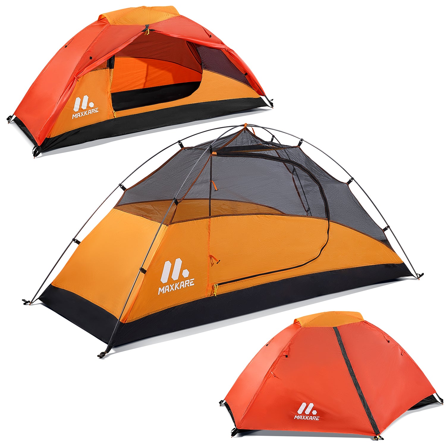 Load image into Gallery viewer, Backpacking Tent Hiking Tent 1-Person Camping Tent for Camping Travel Hiking Mountaineering Outdoor, Ultralight, Waterproof, Easy Set Up with Rainfly, Wind Ropes, Storage Bag - Orange &amp; Yellow
