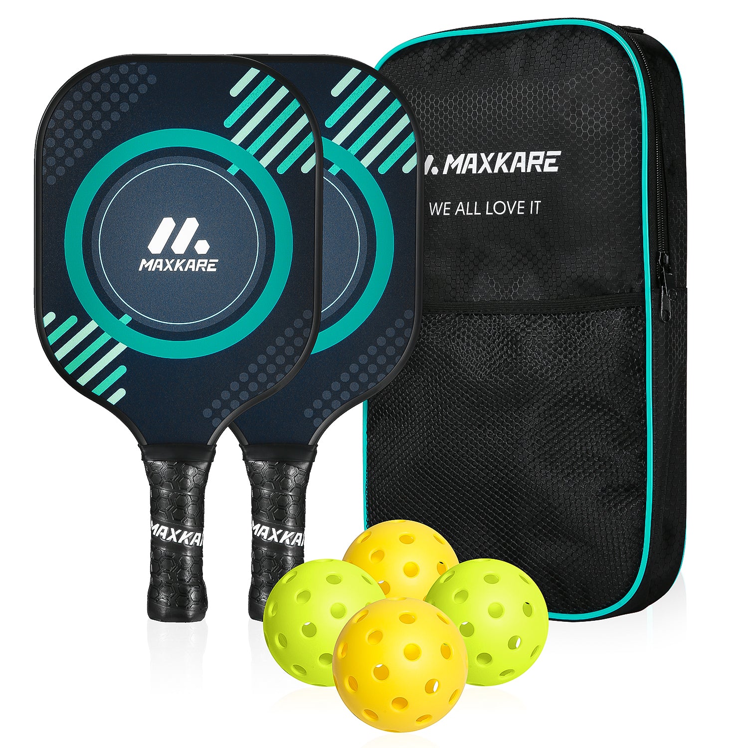Load image into Gallery viewer, Graphite Pickleball Paddle Set, Pickleball Racquet Pickle-Ball Equipment for Men and Women, 2 Rackets and 4 Balls with Portable Carry Bag
