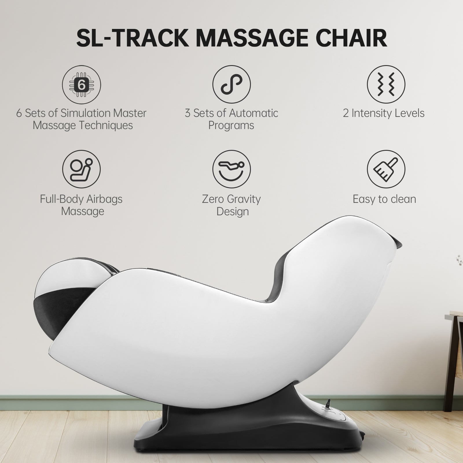 Load image into Gallery viewer, Massage Chair Full Body Zero Gravity Chair Massager, Shiatsu Massage Chair Recliner Space Saving with Bluetooth, SL Track, for Parents &amp; Family for Home &amp; Office Use - Black &amp; White
