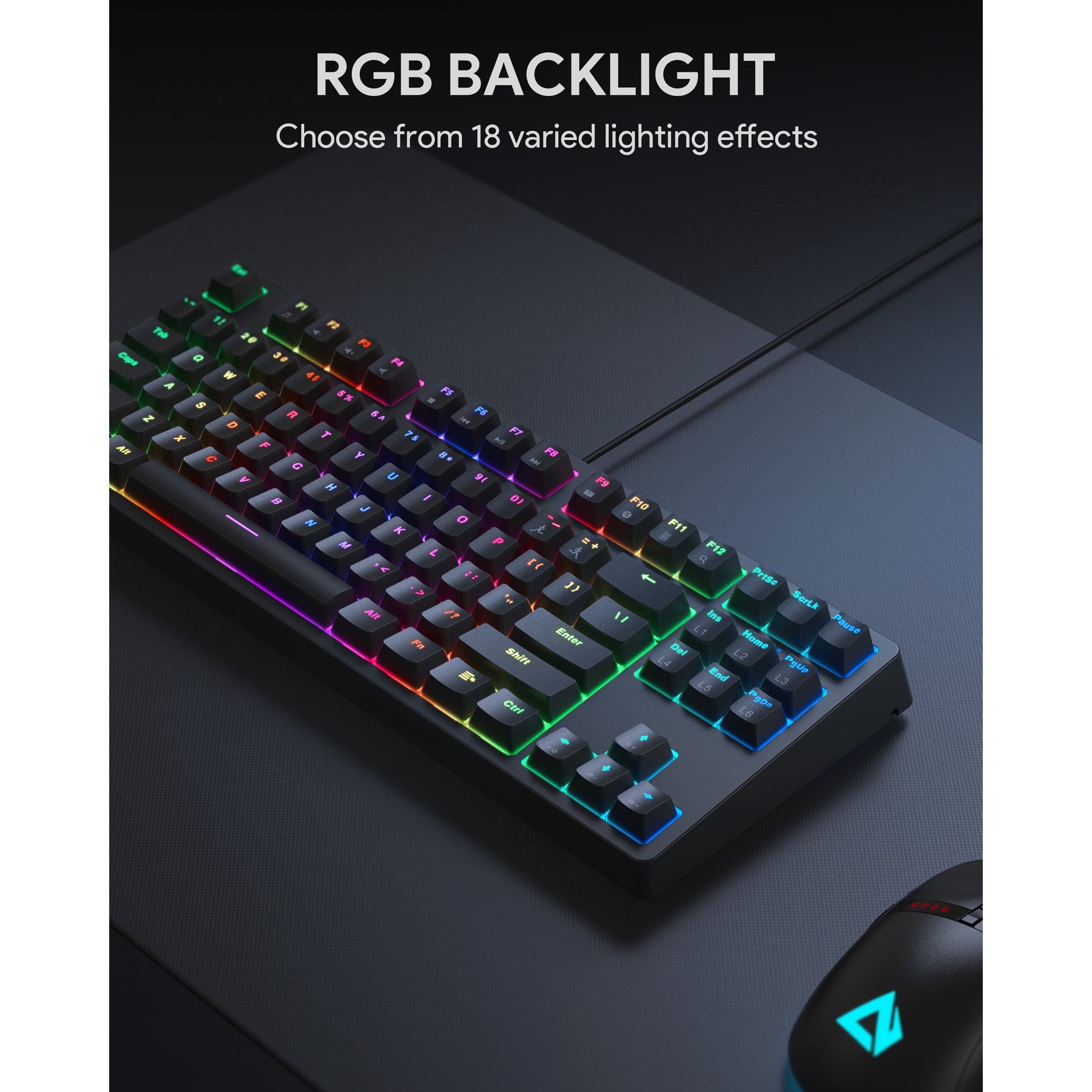 Load image into Gallery viewer, Mechanical Gaming Keyboard with Blue Switches, Wired USB-Interface Keyboard for PC and Desktop Computer
