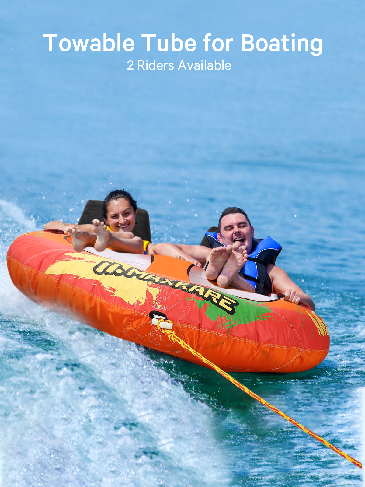 Load image into Gallery viewer, Towable Tube for Boating 2 Rider for Youth &amp; Adult Have Fun in Outdoor - Orange
