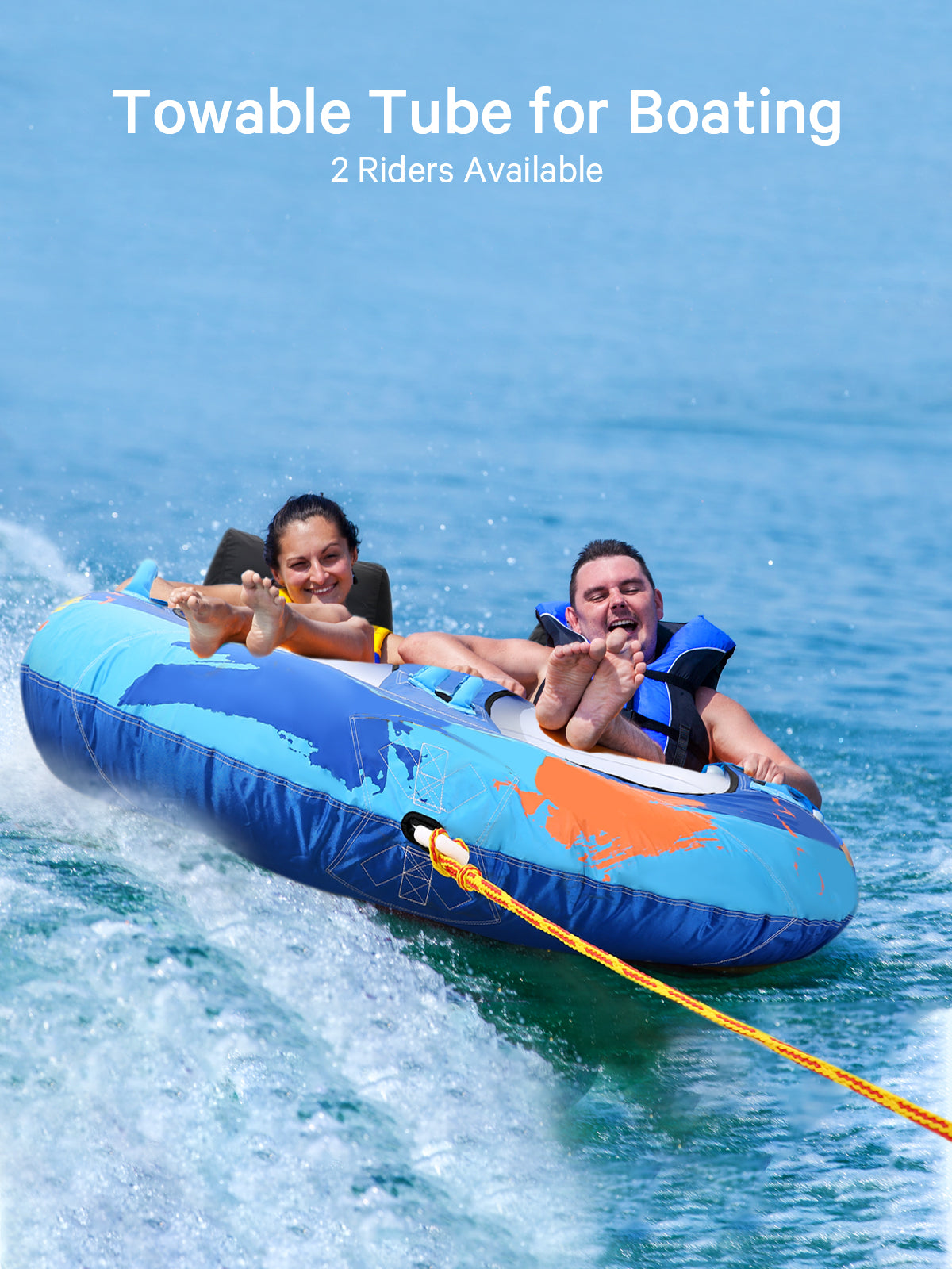Load image into Gallery viewer, Towable Tube for Boating 2 Rider for Youth &amp; Adult Have Fun in Outdoor - Blue
