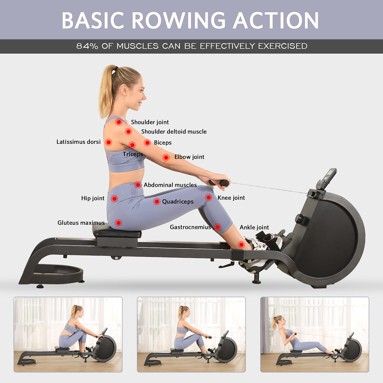 Load image into Gallery viewer, Magnetic Rowing Machine with LCD Display, Double Track Rower Machine 16 Levels Adjustable Resistance for Home Cardio Exercise Training Fitness Equipment, 250 lbs Weight Capacity
