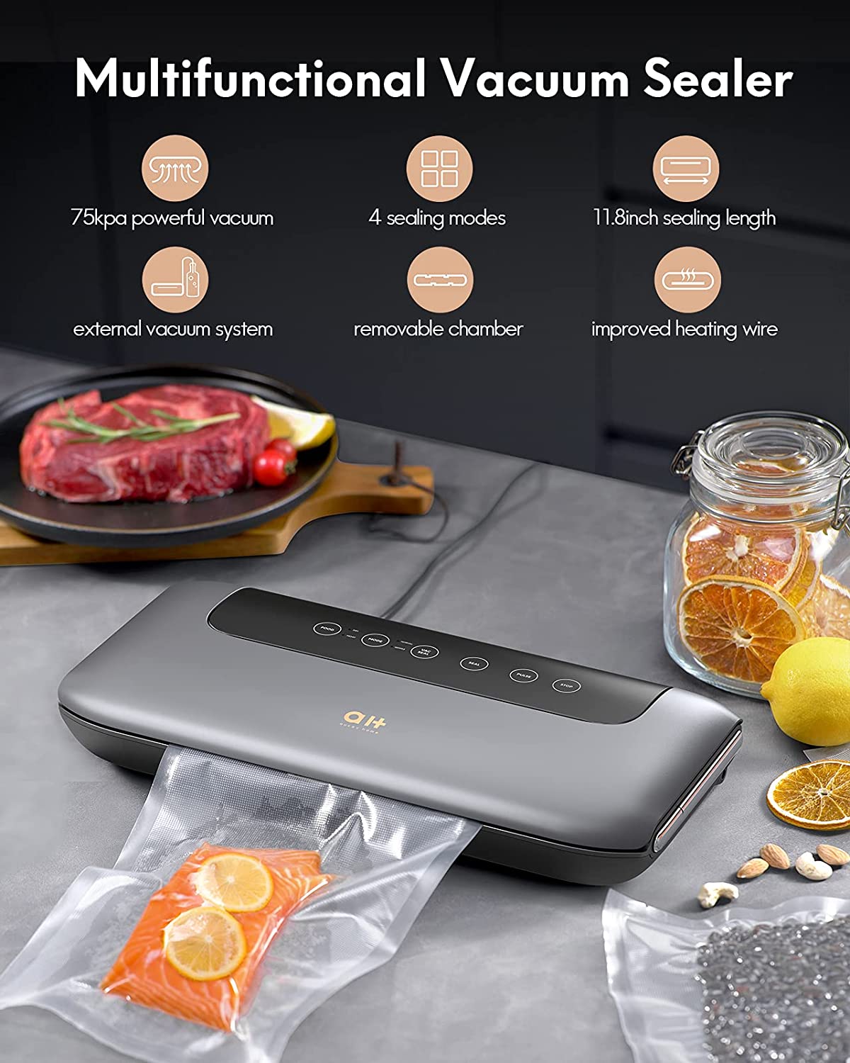 Load image into Gallery viewer, 8-in-1 Multifunctional Vacuum Sealer Machine Automatic Food Sealer with Dry&amp;Moist Modes for Home Use
