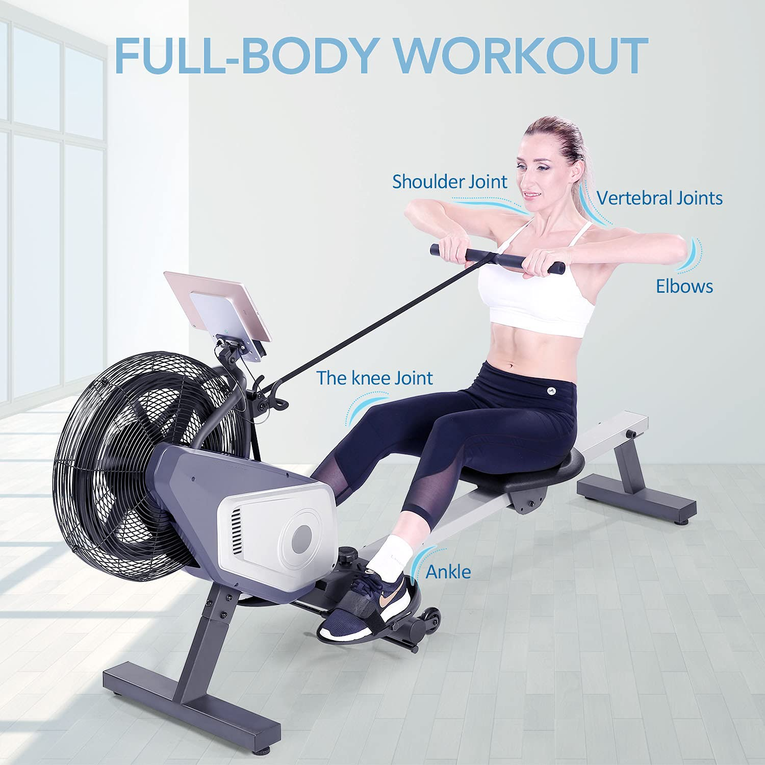 Load image into Gallery viewer, Air Rowing Machine Foldable Indoor Air Resistance Rower Machine with LCD Monitor, 264 LB Weight Capacity for Cardio Workout Training Home Use
