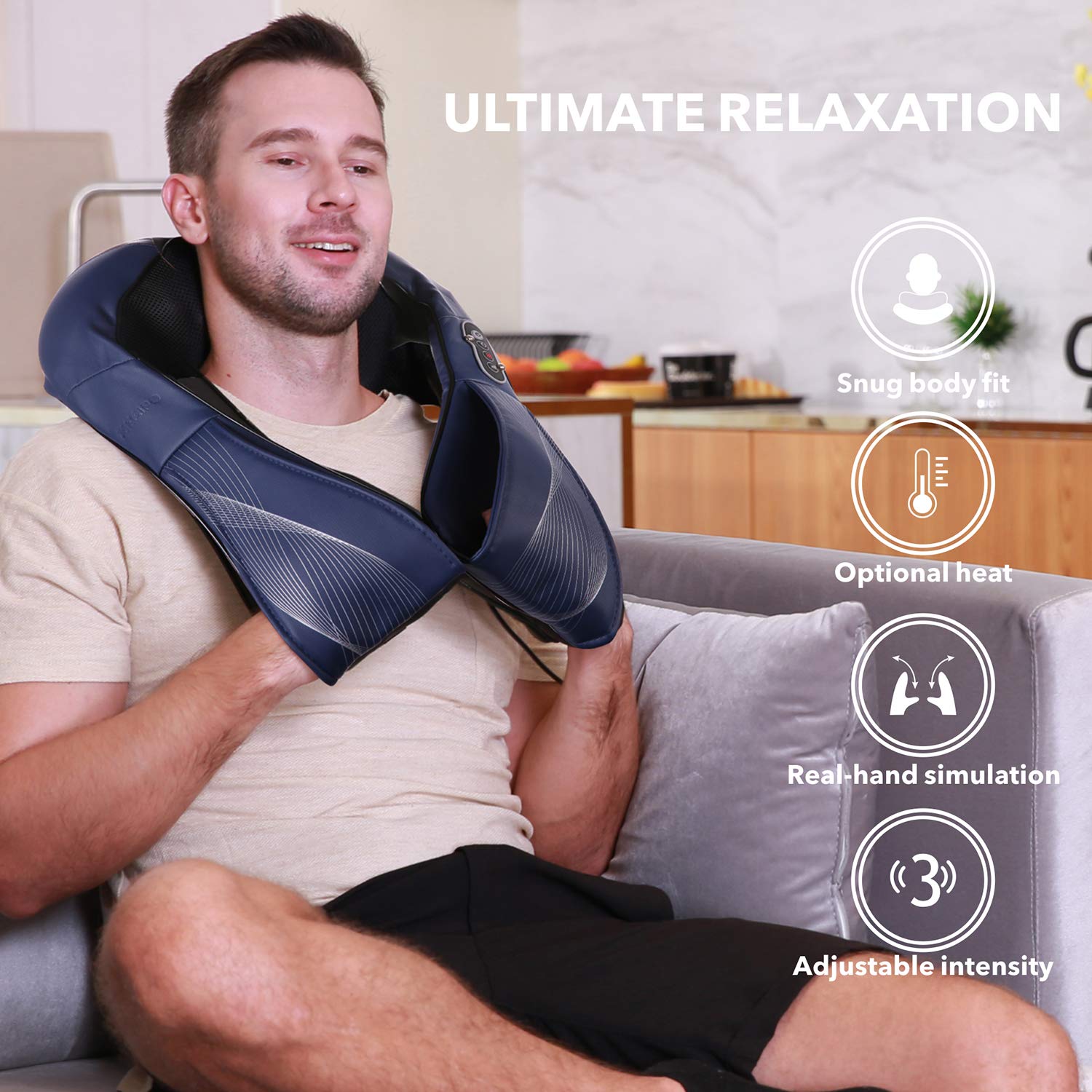 Load image into Gallery viewer, Shiatsu Neck Shoulder Massager with Soothing Heat, 3 Adjustable Intensity and Heat Electric Back Massagers for Body Muscle Pain Relief, Christmas Gift for Him Her
