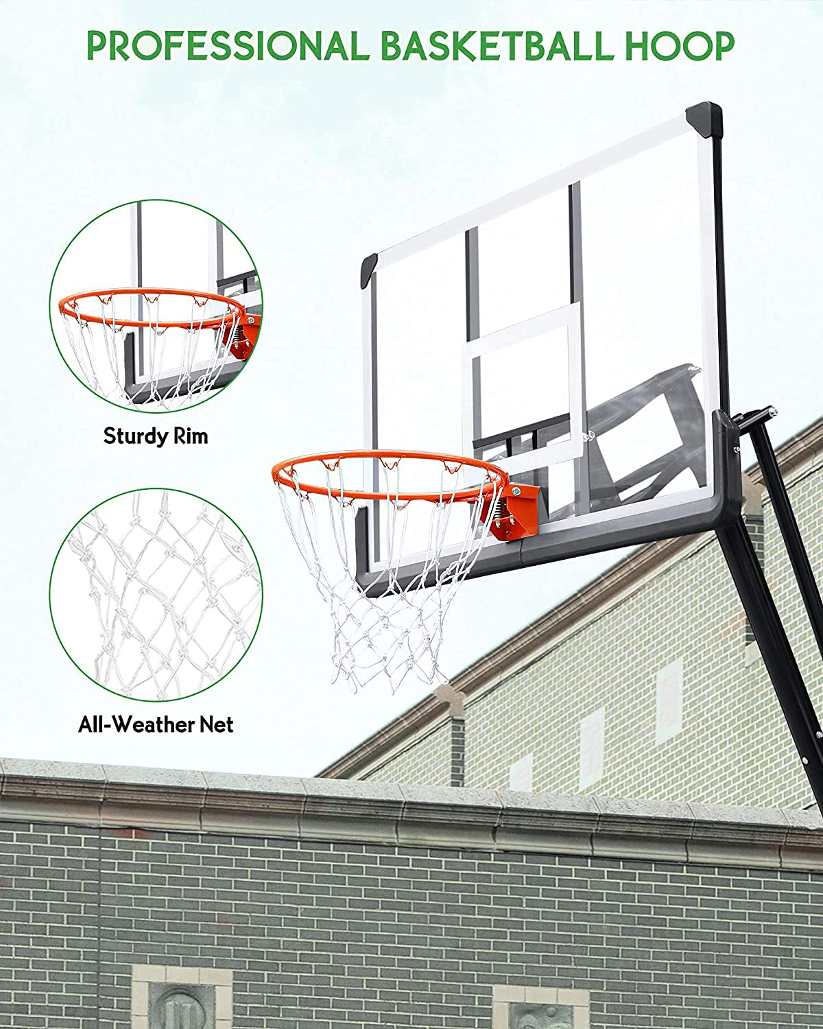 Load image into Gallery viewer, Basketball Hoop Basketball Goal 54&quot; Basketball Backboard 7.5ft-10ft Height Adjustable Portable Basketball System for Adult Youth Kids Indoor Outdoor Use
