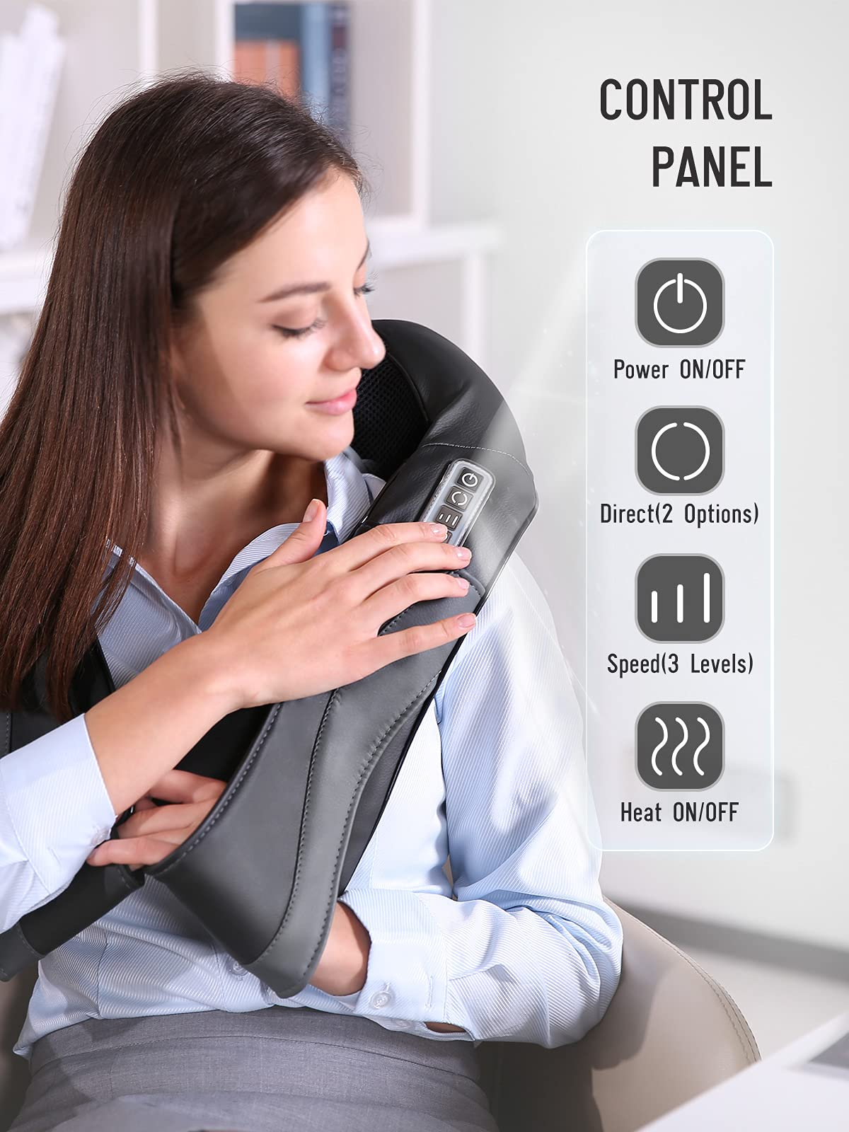 Shiatsu Back Neck and Shoulder Massager with Heat - Deep Tissue 3D Kneading