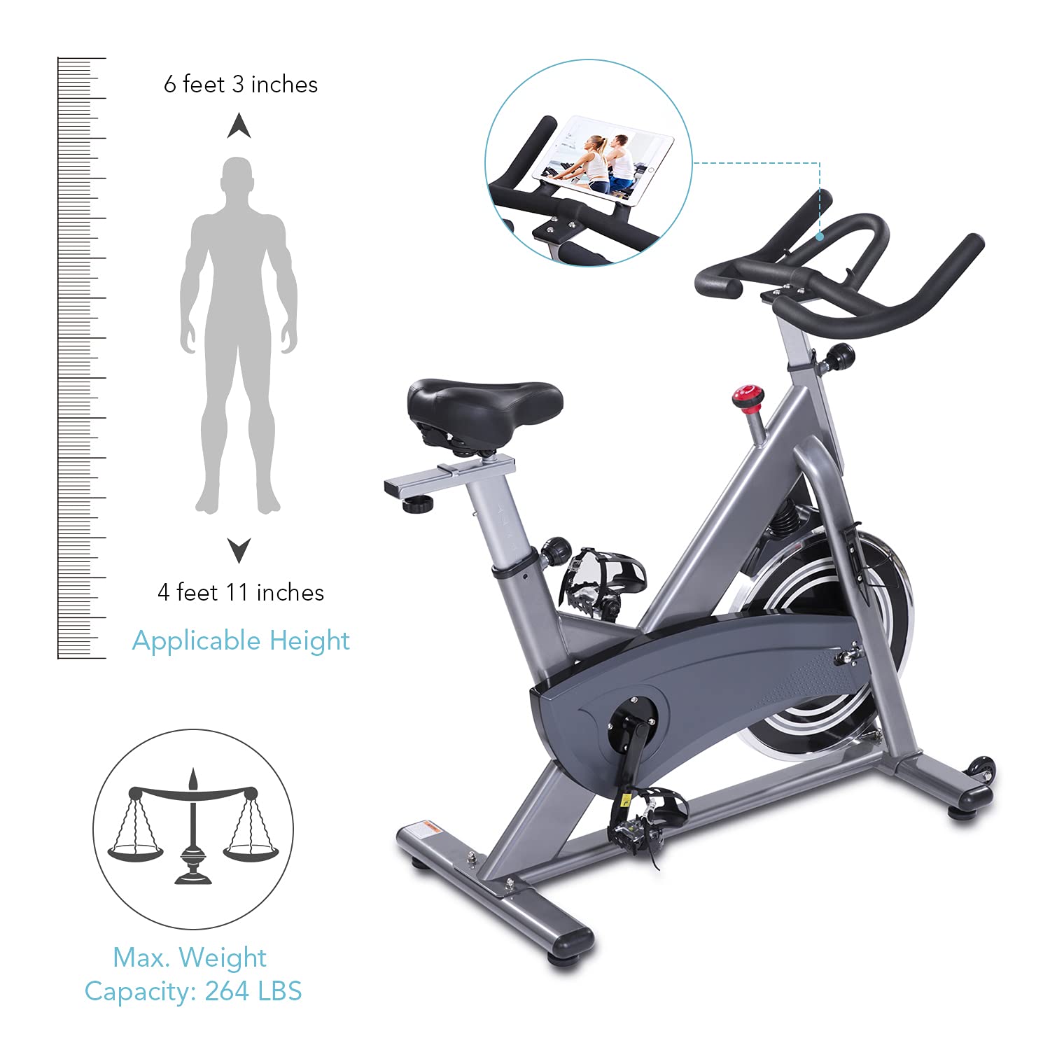 Load image into Gallery viewer, Cycling Stationary Bike Indoor Exercise Bike with Magnetic Resistance, Quiet Belt Drive Bike with High Weight Capacity Adjustable Magnetic Resistance Large Cushioned Seat w/LCD Monitor Tablet
