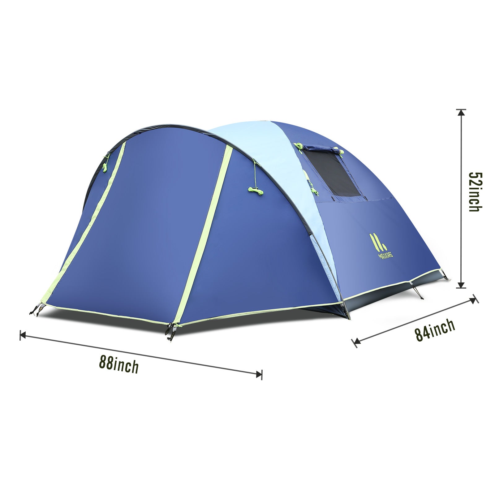 Load image into Gallery viewer, Dome Tent 4 Person Camp Tent with Porch, Rainfly, Easy Set Up for Camping, Backpacking &amp; Hiking, Fishing Outdoor - Blue
