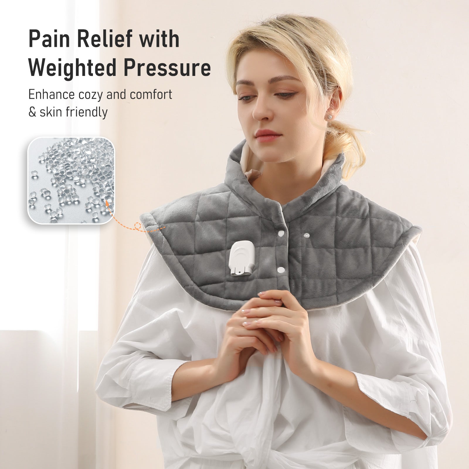 Load image into Gallery viewer, MARNUR Weighted Heating Pad for Neck and Shoulders, 2.2lb Large Electric Heated Neck Shoulder Wrap for Pain Relief, 6 Heat Settings, 2H Auto-off - 20&quot;x23&quot;
