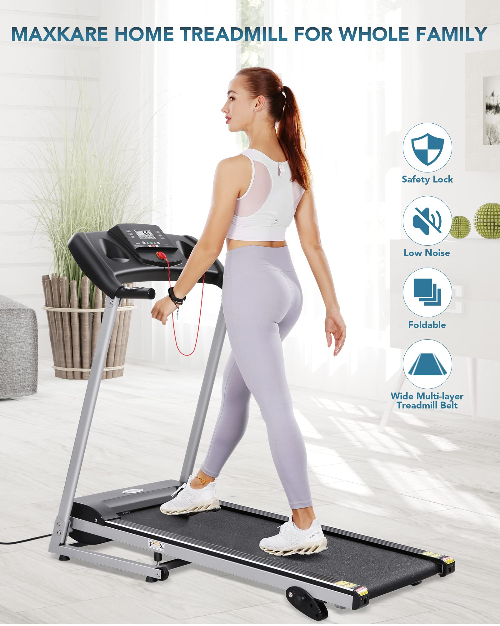 Load image into Gallery viewer, Foldable Treadmill Electric Treadmill Running Machine 17&quot; Wide 3 Levels Manual Incline 1.5 HP Power 12 Preset Program Max Speed 7.5MPH with Large Display &amp; Cup Holder for Home &amp;Gym
