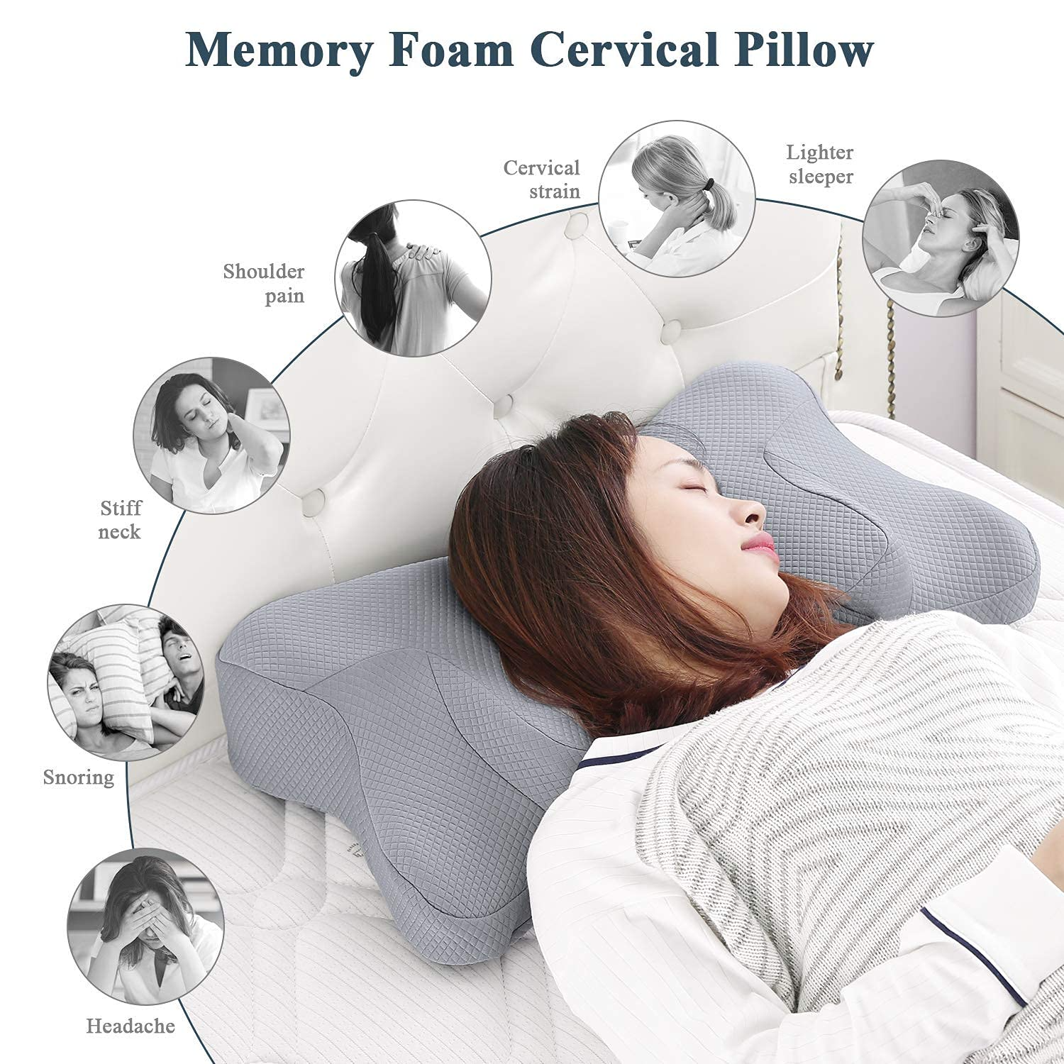 Cervical Pillow Memory Foam Orthopedic Pillow for Neck Pain Relief Erg MARNUR