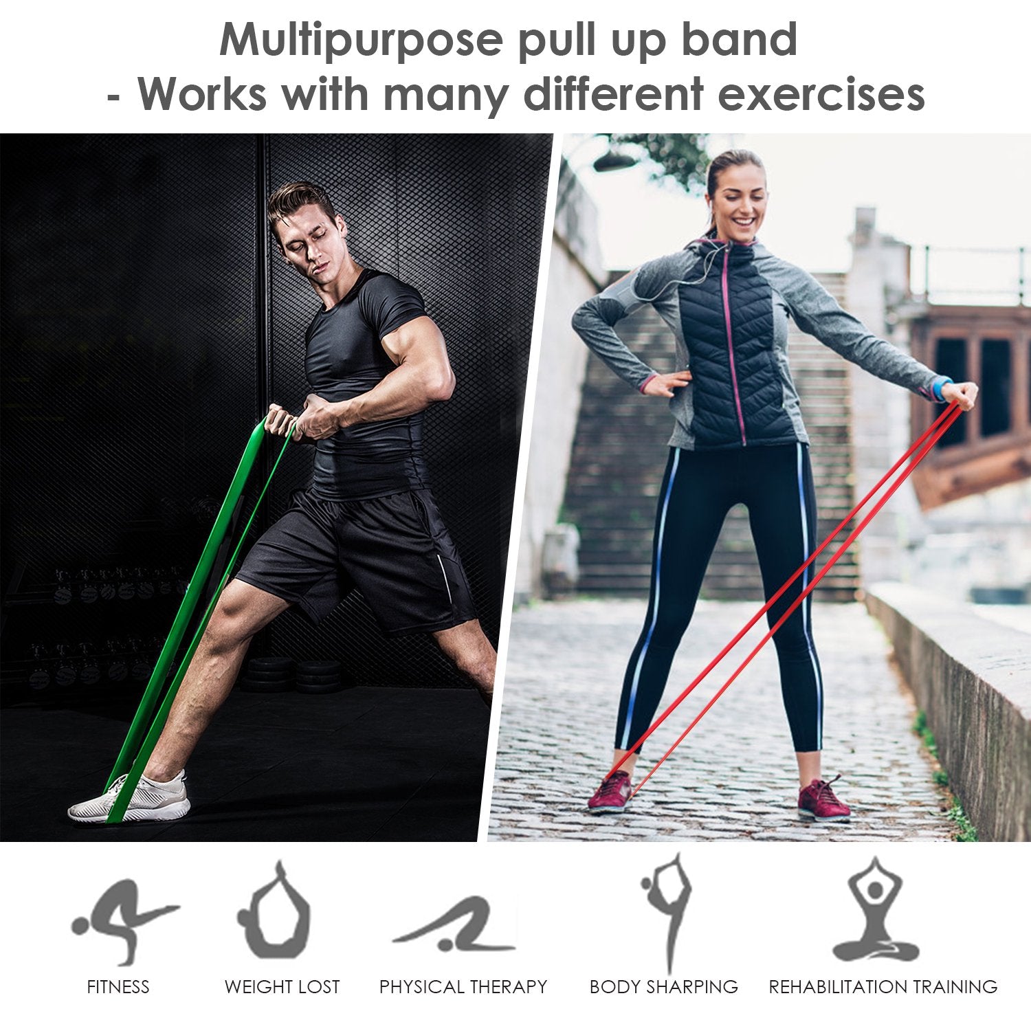 Load image into Gallery viewer, Pull Up Assist Bands Body Stretch Bands for Powerlifting, Training, Stretching, Gyms, Crossfit, Warm Up, Pilates, Yoga, Mobility, Push-ups
