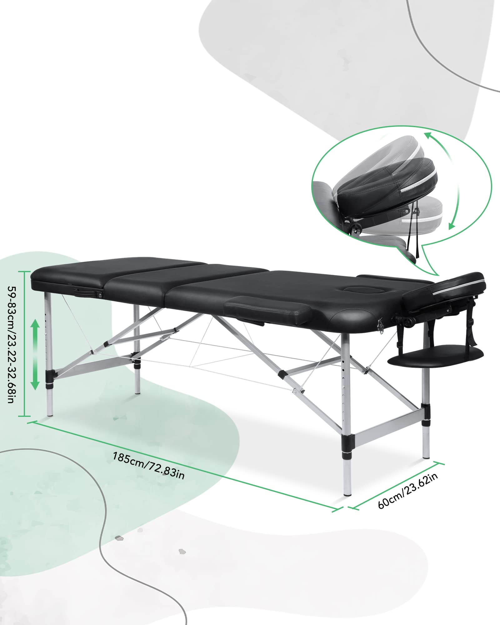 Load image into Gallery viewer, Massage Table Aluminum Foldable Massage Bed Ergonomically Height Adjustable with Carrying Bag Slowly Rebounding Foam Leather Cover for massage for Home Use
