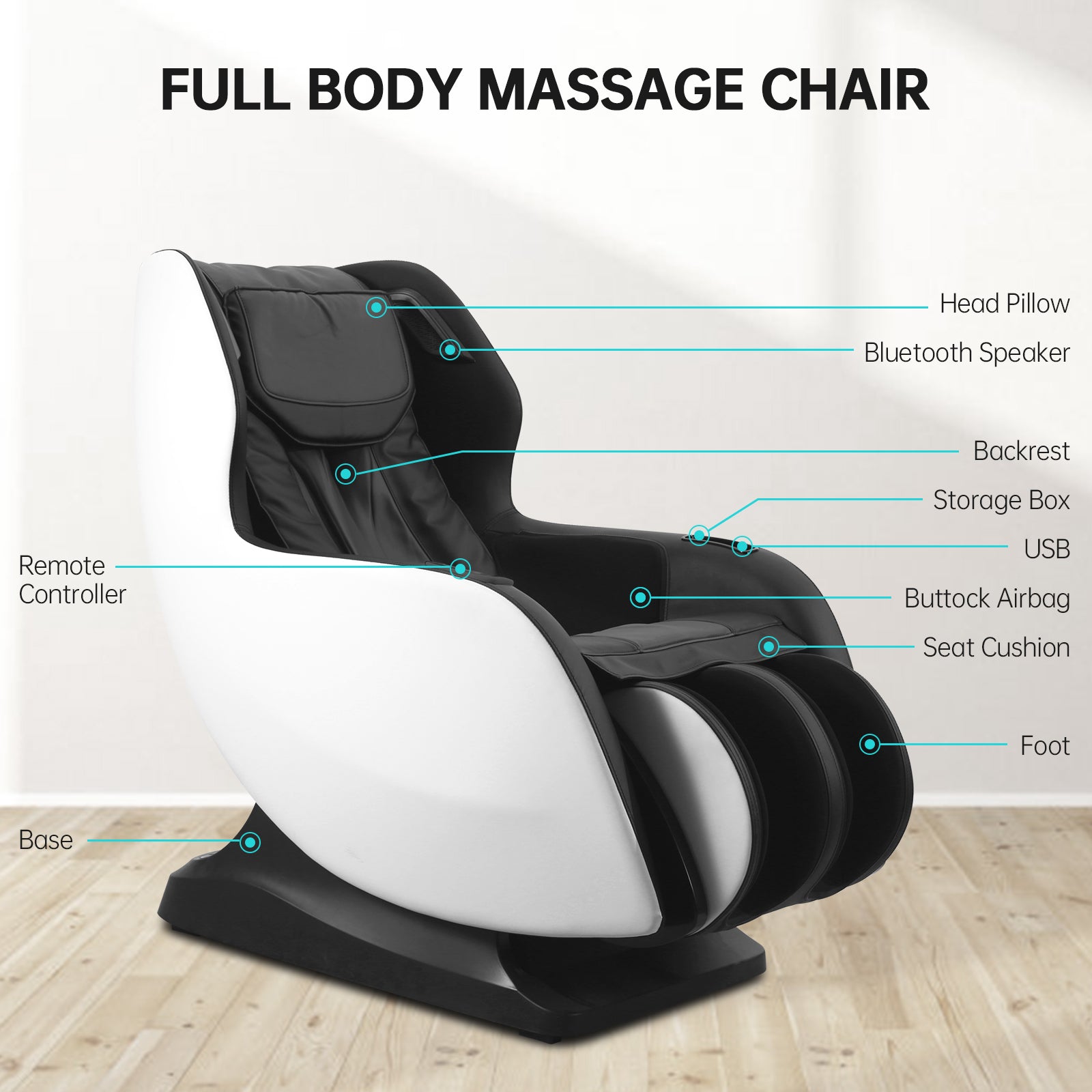 Load image into Gallery viewer, Massage Chair Full Body Zero Gravity Chair Massager, Shiatsu Massage Chair Recliner Space Saving with Bluetooth, SL Track, for Parents &amp; Family for Home &amp; Office Use - Black &amp; White
