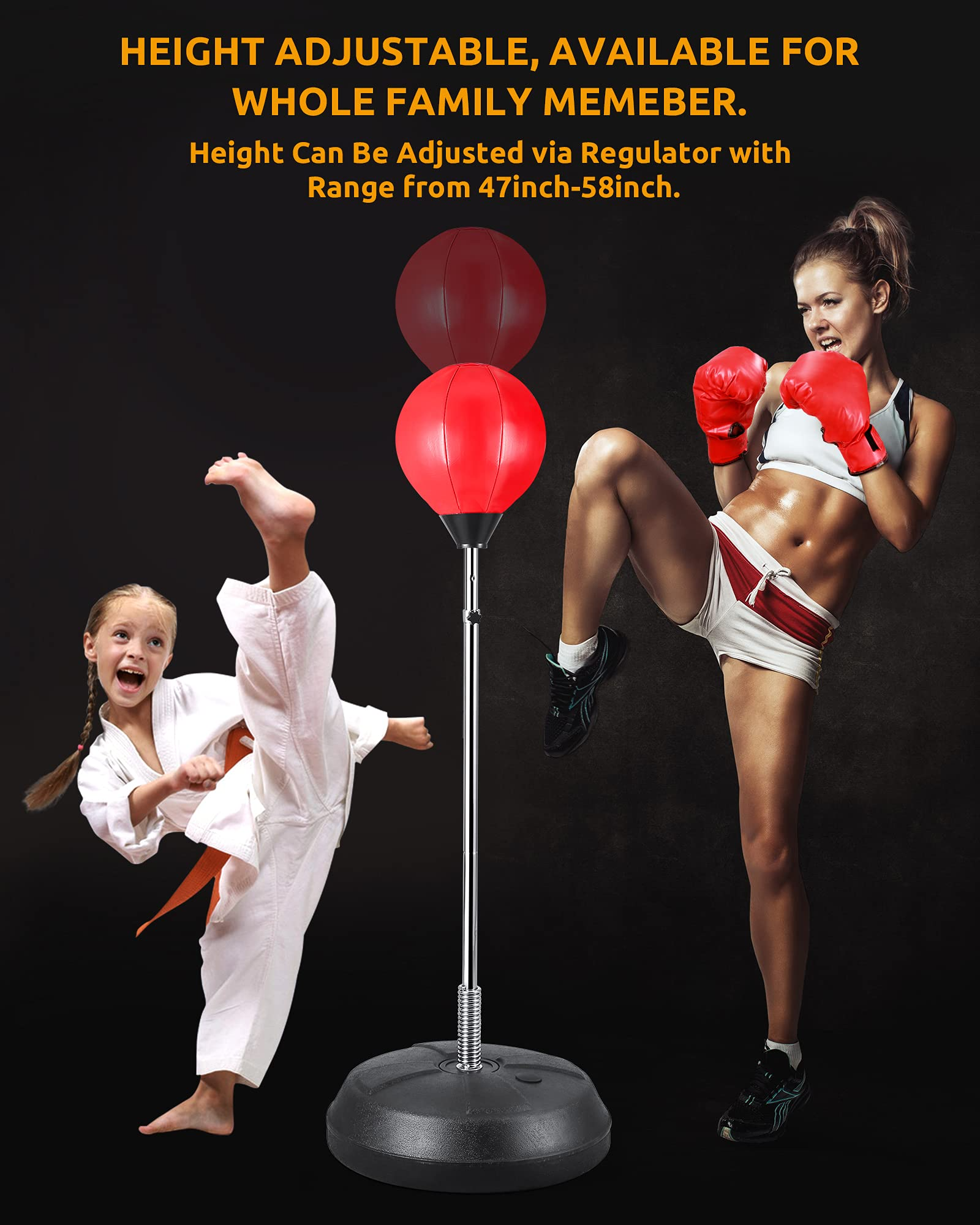 Load image into Gallery viewer, Punching Bag with Stand for Kids &amp; Adults Punching Bag- Boxing Bags for Kids and Adults, Adjustable Stands are Perfect for Exercise and Fitness Fun for Family.
