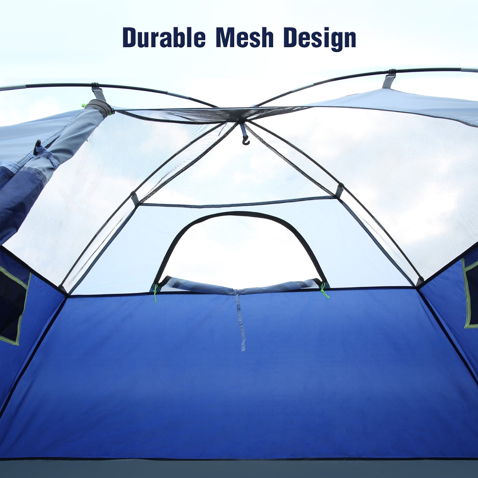 Load image into Gallery viewer, Dome Tent 4 Person Camp Tent with Rainfly, 2 Zippered Windows, Easy Set-up, Waterproof for Camping, Backpacking &amp; Hiking, Fishing Outdoor - Blue
