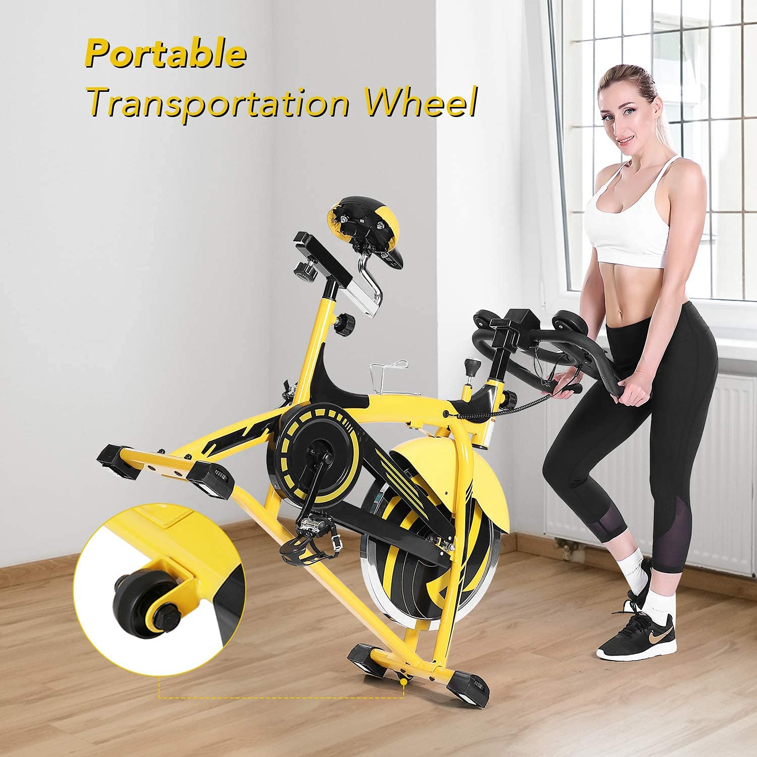 Load image into Gallery viewer, Exercise Bike Stationary Bike Belt Drive Indoor Cycling Bike 44lbs Flywheel &amp; Pulse Sensor/LCD Monitor/IPad Mount Exercise Bike w/Adjustable Handlebar for Home Cardio Workout
