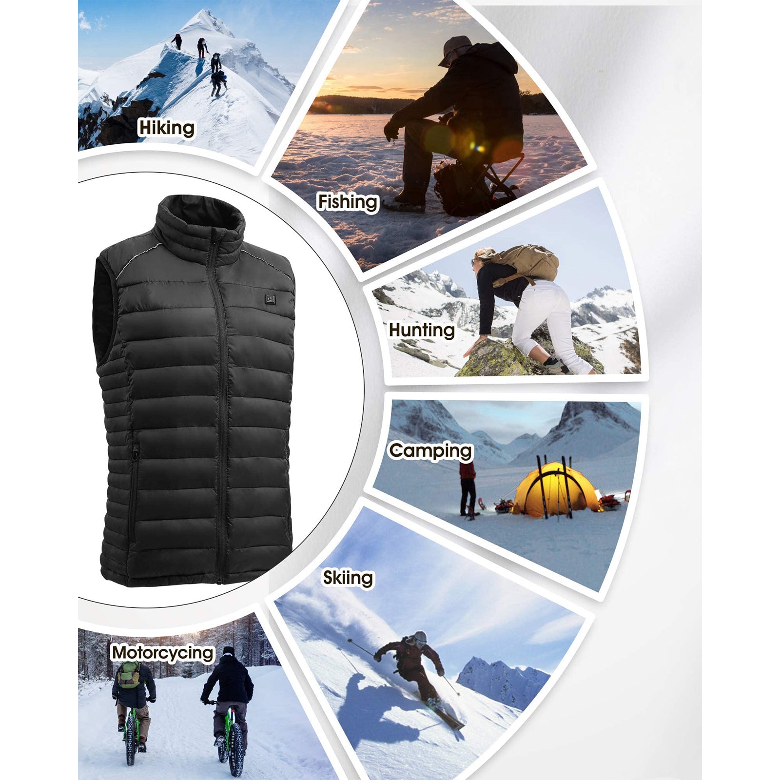Cotonie Heated Vest for Men & Women Outdoor Warm Clothing Heated for Riding  Skiing Fishing Heated for Winter (No Battery Pack)