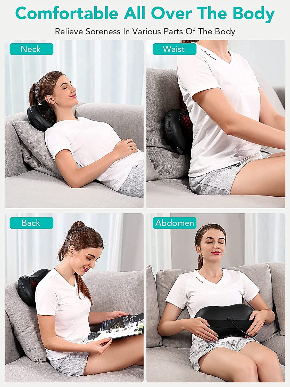 Shiatsu Back Shoulder and Neck Massager with Heat - Deep Tissue Kneading  Pillow Massage - Back Massager for Back Pain, Shoulder Massager, Electric  Full Body Massager, Relieve Foot Leg Muscle Pain Gift