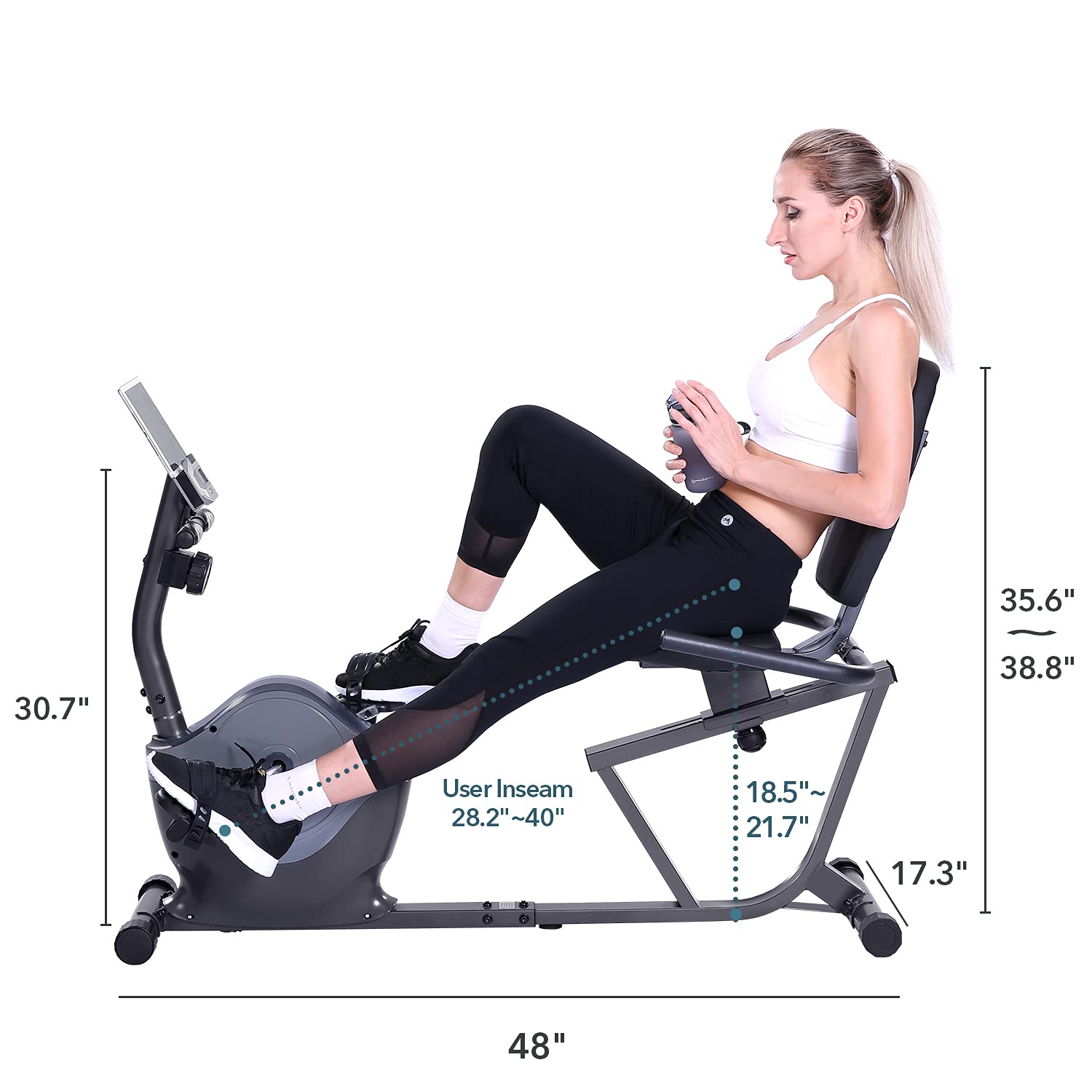 Load image into Gallery viewer, Magnetic Recumbent Exercise Bike for Adults Seniors -Pulse Rate Monitoring, 300 lb Capacity, phone holder and Quick Adjustable Seat- Indoor Magnetic Cycling Fitness Equipment for Home Workout
