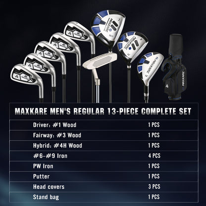MaxKare Complete Golf Clubs Set Golf Men's Regular 9-Piece Complete Set - Right Hand, Blue