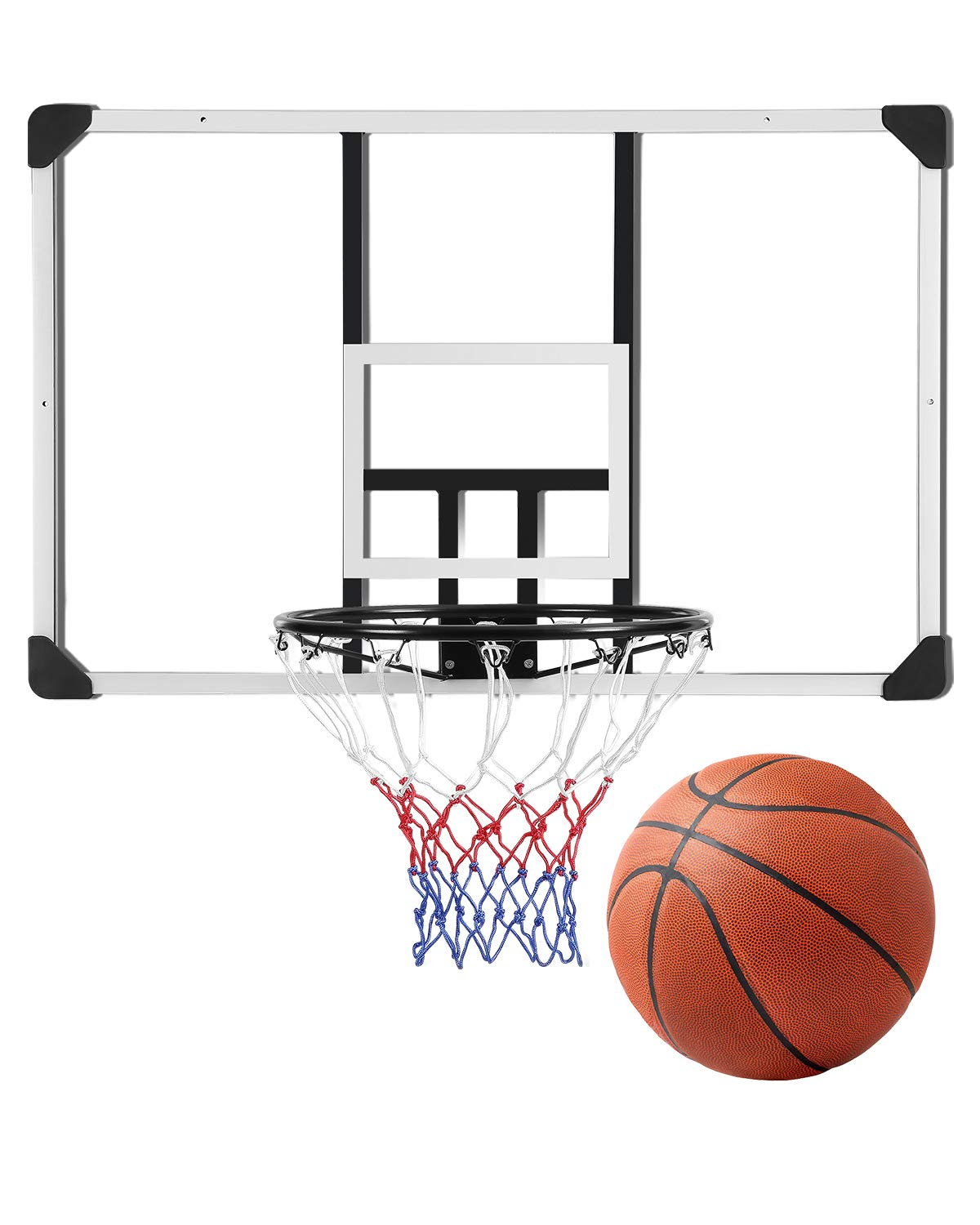 Load image into Gallery viewer, 44 Inch Basketball Backboard Wall-Mount Hoops &amp; Goals Rim Combo Kit&amp;Shatterproof Polycarbonate Board&amp;All-Steel Rustproof Frame&amp;for Standard No.7 Balls
