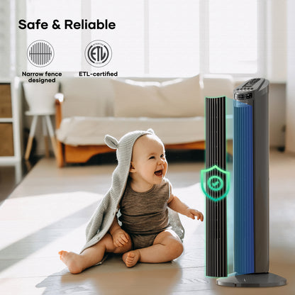 MaxKare 30" Tower Fan 70° Oscillating Fan Quiet Cooling Fan with Remote Control 3 Speeds 3 Wind Modes, 7.5H Timer for Bedroom, Dark Gray