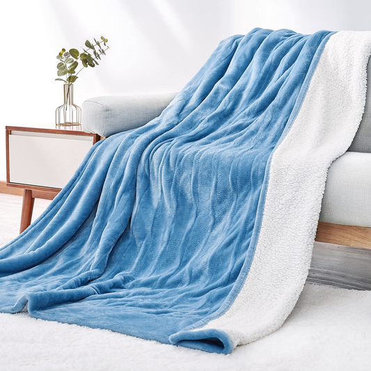 MARNUR Heated Blanket Twin Size 62"x 84" with 10 Hours Timer, 6 Heat Settings, Machine Washable - Blue