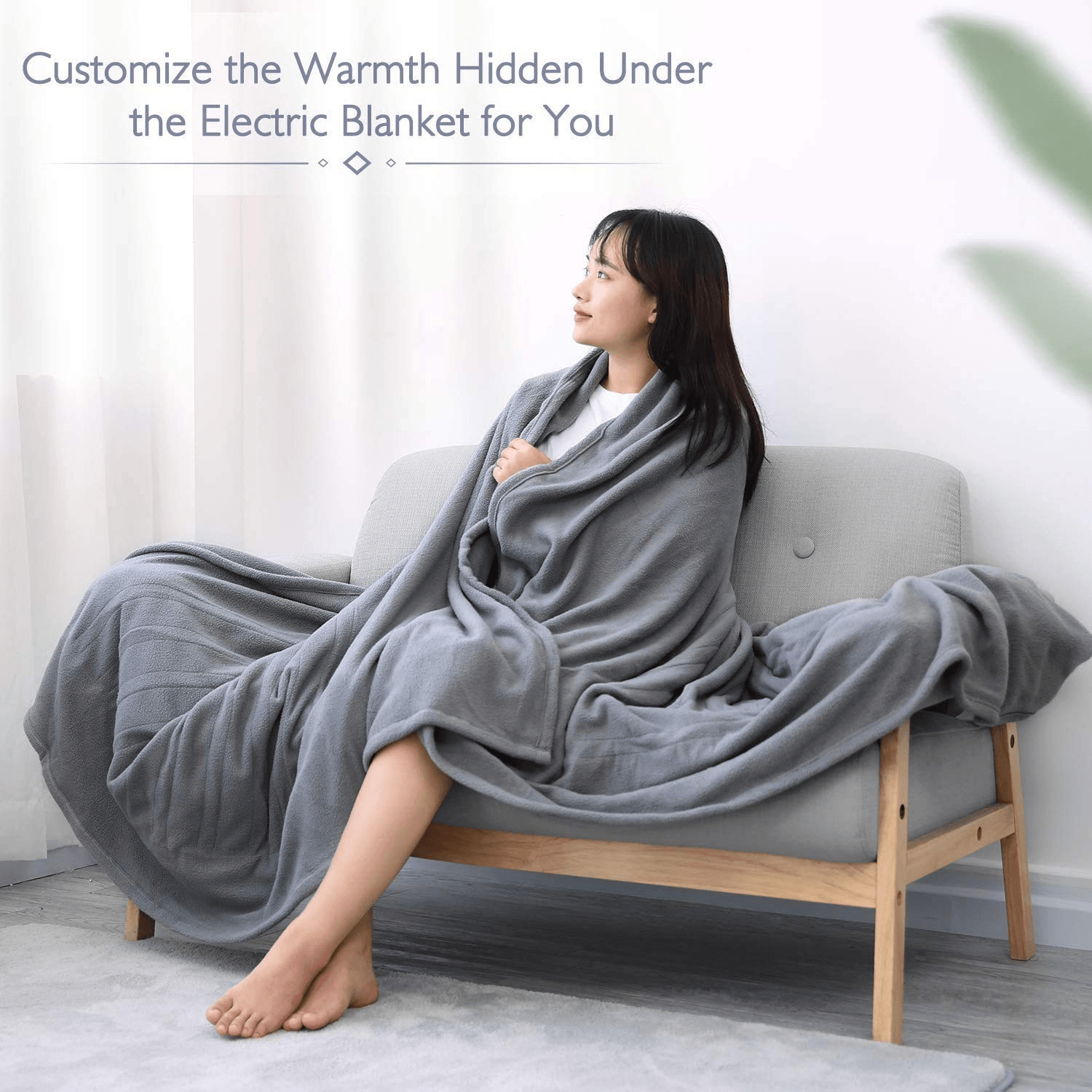 Load image into Gallery viewer, Electric Heated Blanket Full Size 77&#39;&#39; x 84&#39;&#39; Heated Throw for Whole Body Warming &amp; Extra Large Size, 4 Heating Levels and 10H Auto-Off with Overheating Protection - Grey - NAIPO
