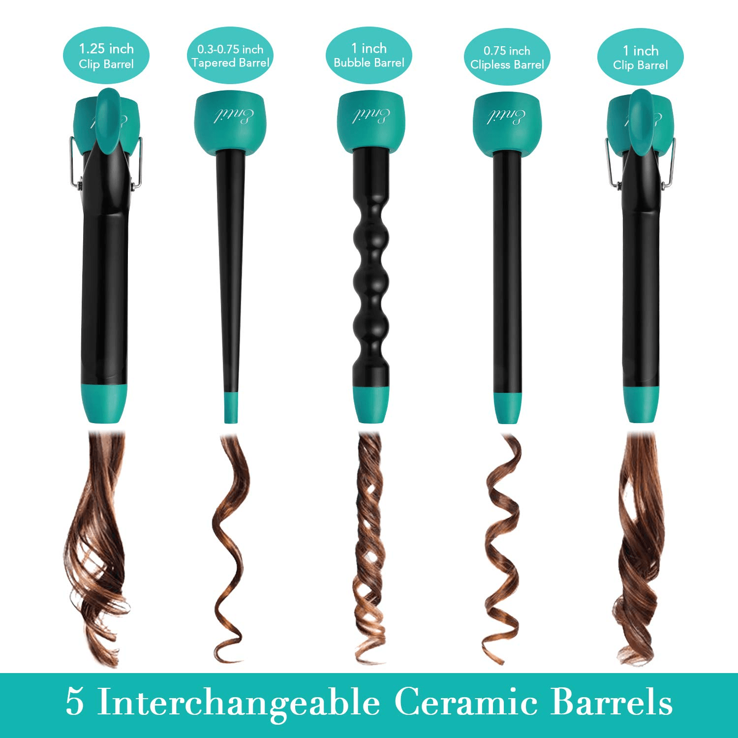 Load image into Gallery viewer, Entil 5 in 1 Curling Iron Wand Set with 5 Interchangeable Ceramic Barrels - NAIPO

