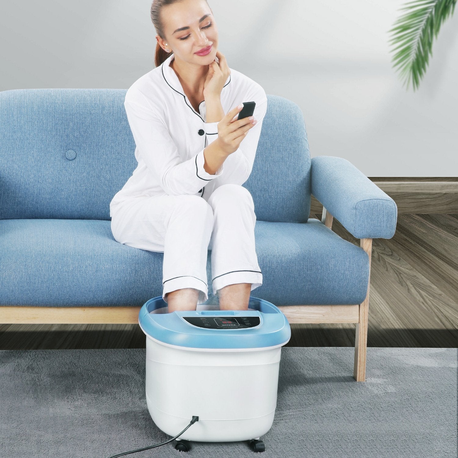Load image into Gallery viewer, Foot Bath Spa Massager with Wireless Remote Control and 8 Electric Shiatsu Massaging Rollers, Heated Foot Bath Tub with Heat Bubbles Vibration to Relieve Feet Muscle for Home Office - NAIPO
