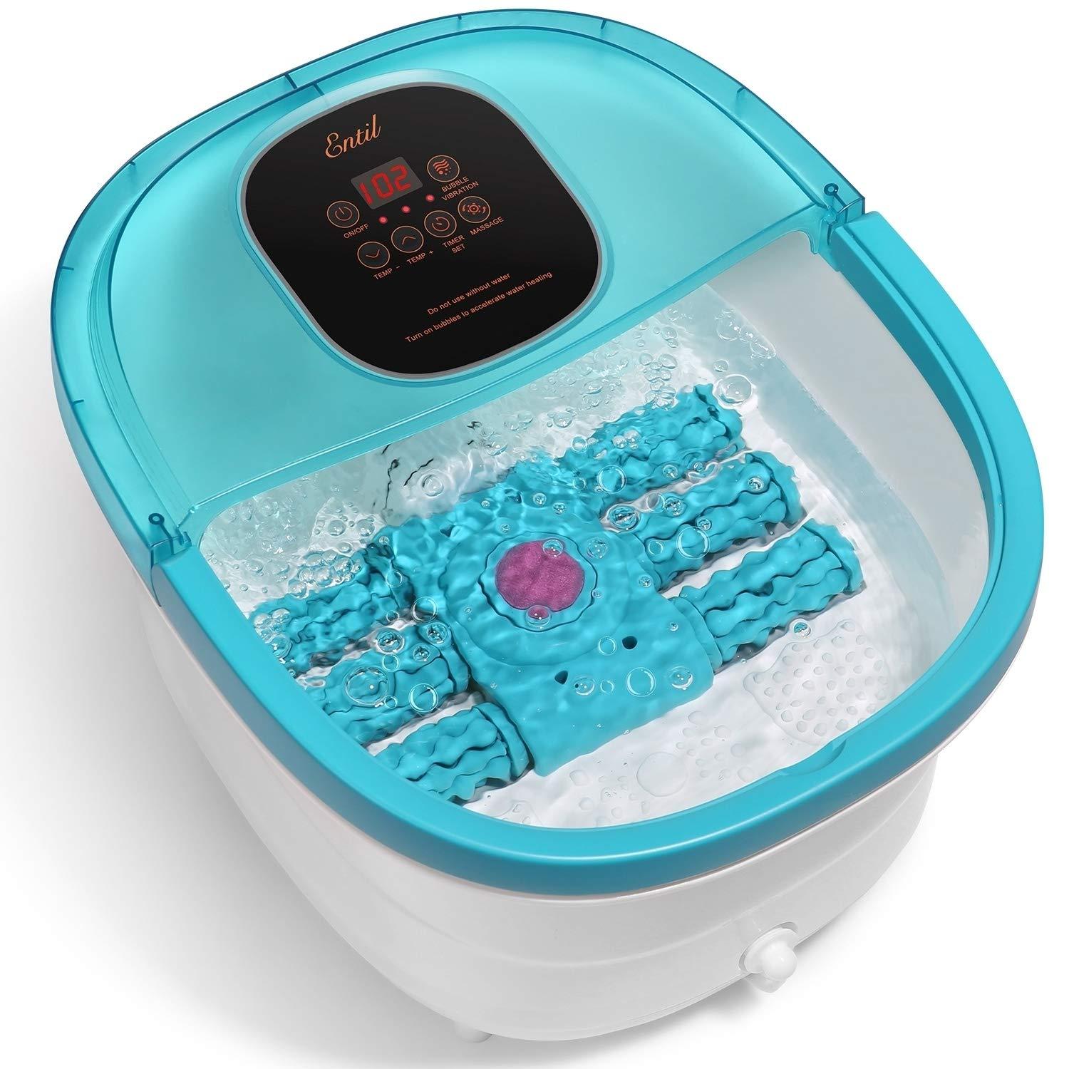 Load image into Gallery viewer, Foot Spa Bath Massager with 6 Motorized Rollers, Multifunction with Heat, Automatic Massage, Bubble Surging and Vibration, Pedicure Tub, 30-60mins Timer and +/- Temperature for Soothe Your Tired Feet - NAIPO
