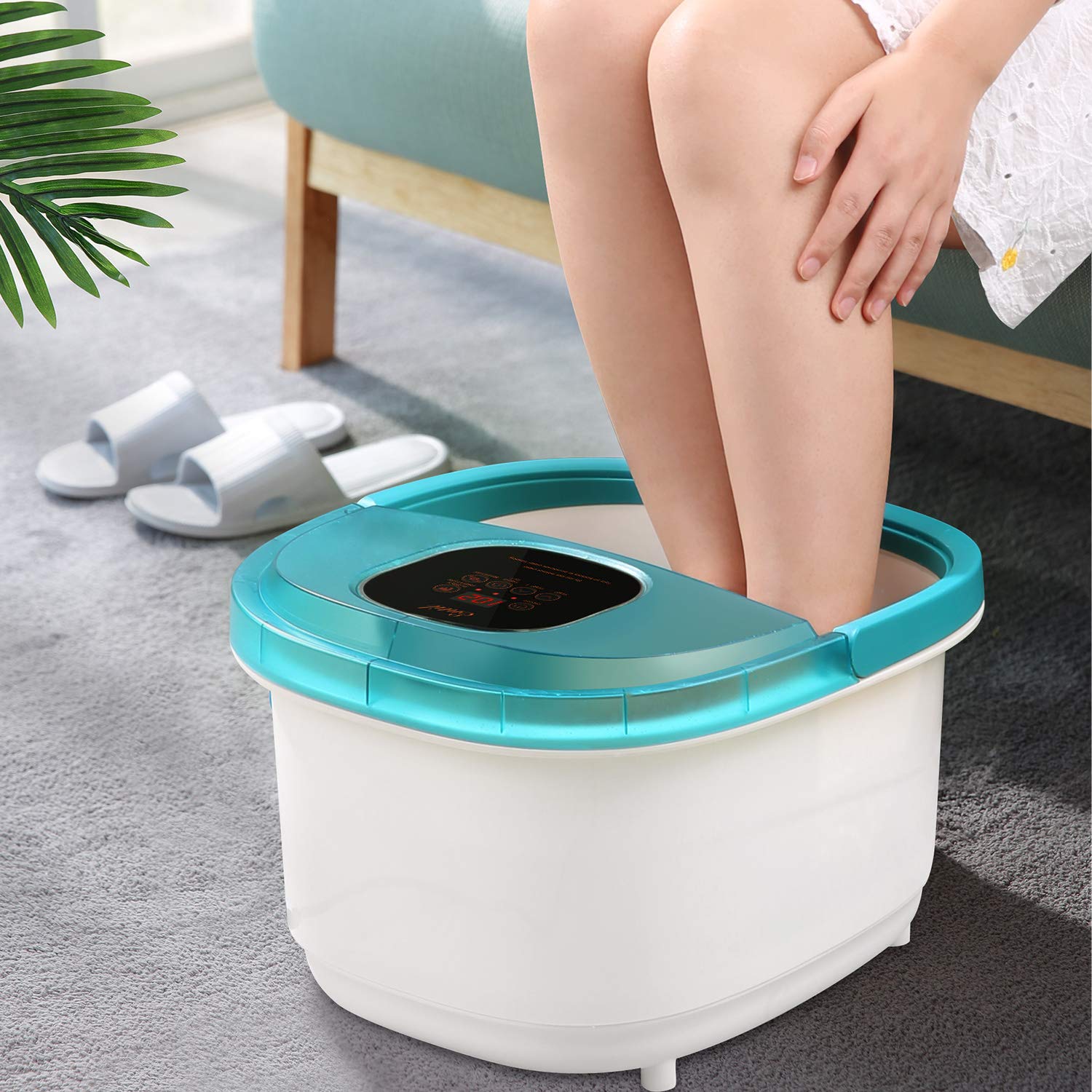 Load image into Gallery viewer, Foot Spa Bath Massager with 6 Motorized Rollers, Multifunction with Heat, Automatic Massage, Bubble Surging and Vibration, Pedicure Tub, 30-60mins Timer and +/- Temperature for Soothe Your Tired Feet - NAIPO
