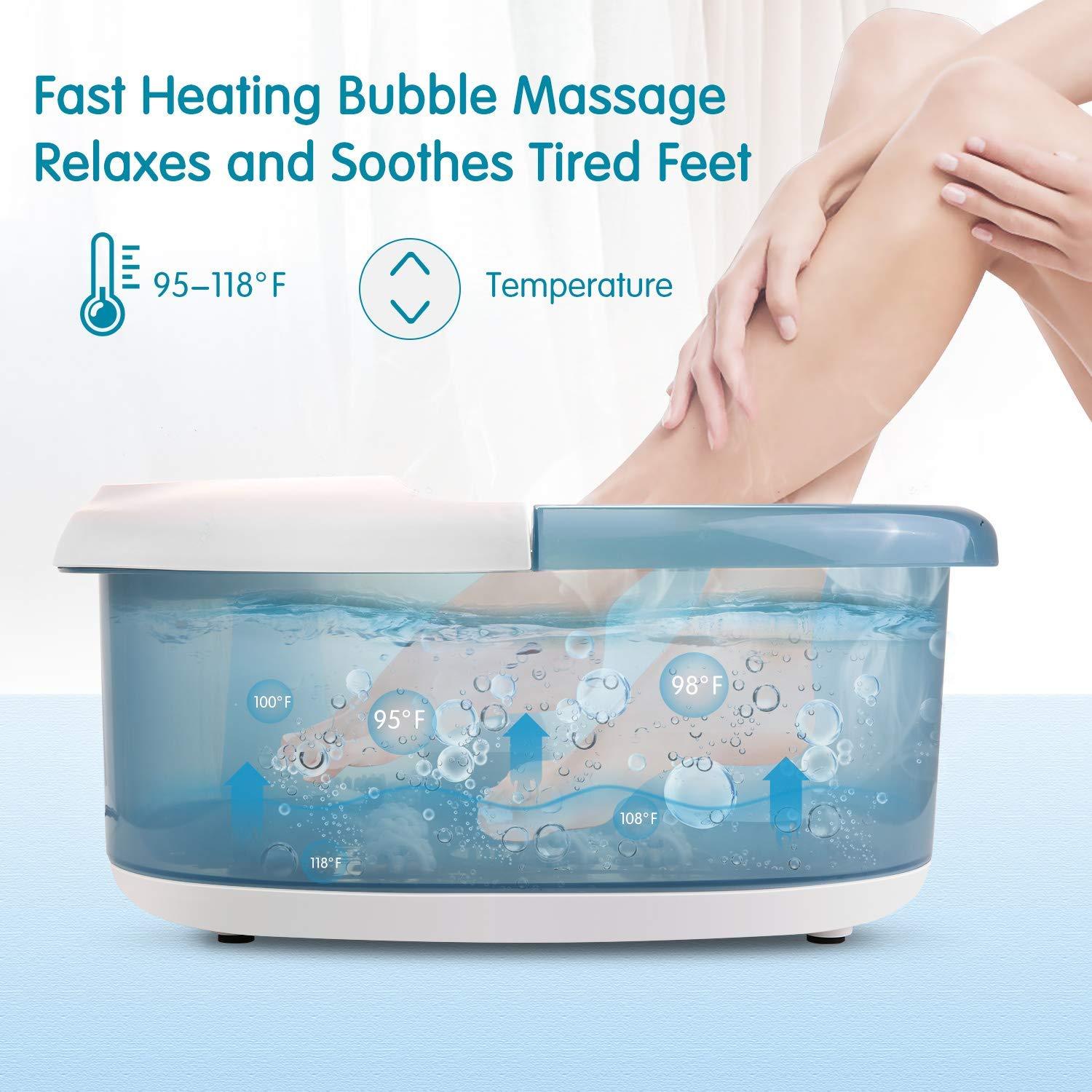Load image into Gallery viewer, Foot Spa Bath Massager with Heat Bubbles Vibration, 14 Shiatsu Massaging Rollers to Relax Tired Feet, Adjustable Temperature Pedicure Tub for Home Office Use - NAIPO
