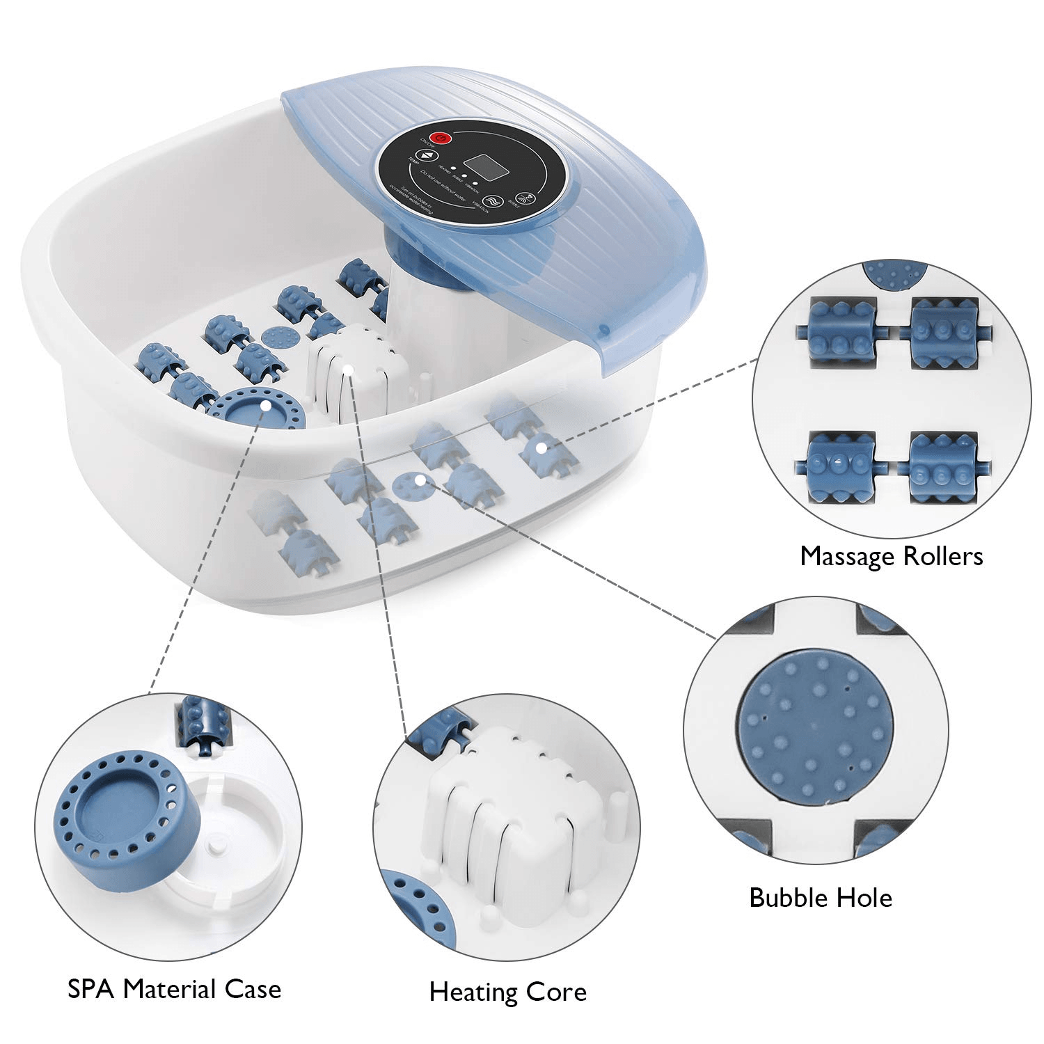 Load image into Gallery viewer, Foot Spa Bath Massager with Heat Bubbles Vibration 3 in 1 Function, 16 Masssage Rollers Soaker Digital Temperature Control Pedicure Tub Bath for Feet Home Use - NAIPO
