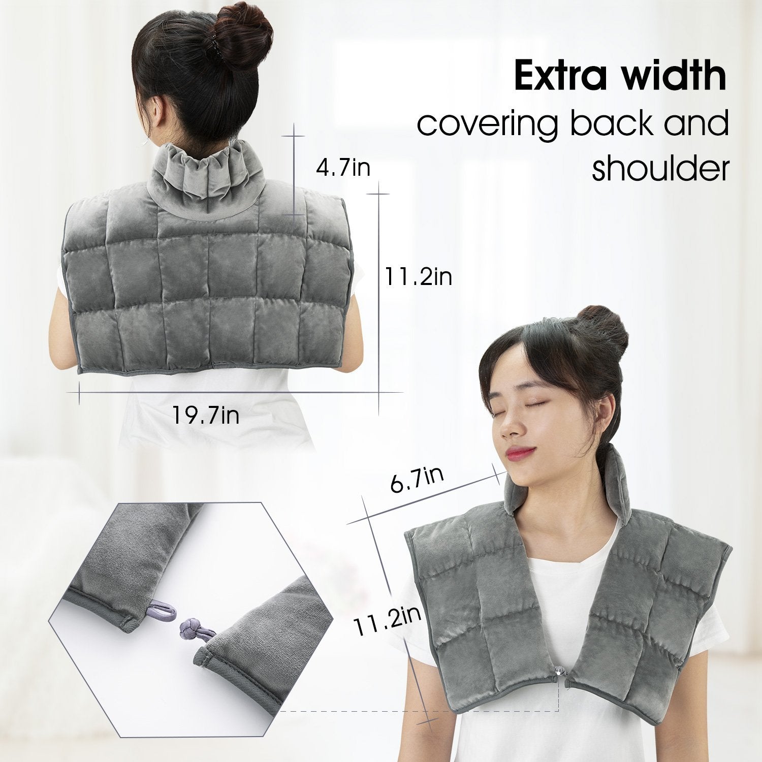 Load image into Gallery viewer, Heated Neck &amp; Shoulder Wrap Calming Heat Weighted Heating Pad Microwavable for Neck, Herbal Aromatherapy with 100% Natural Lavender &amp; Herb, Use in Microwave or Freezer - NAIPO
