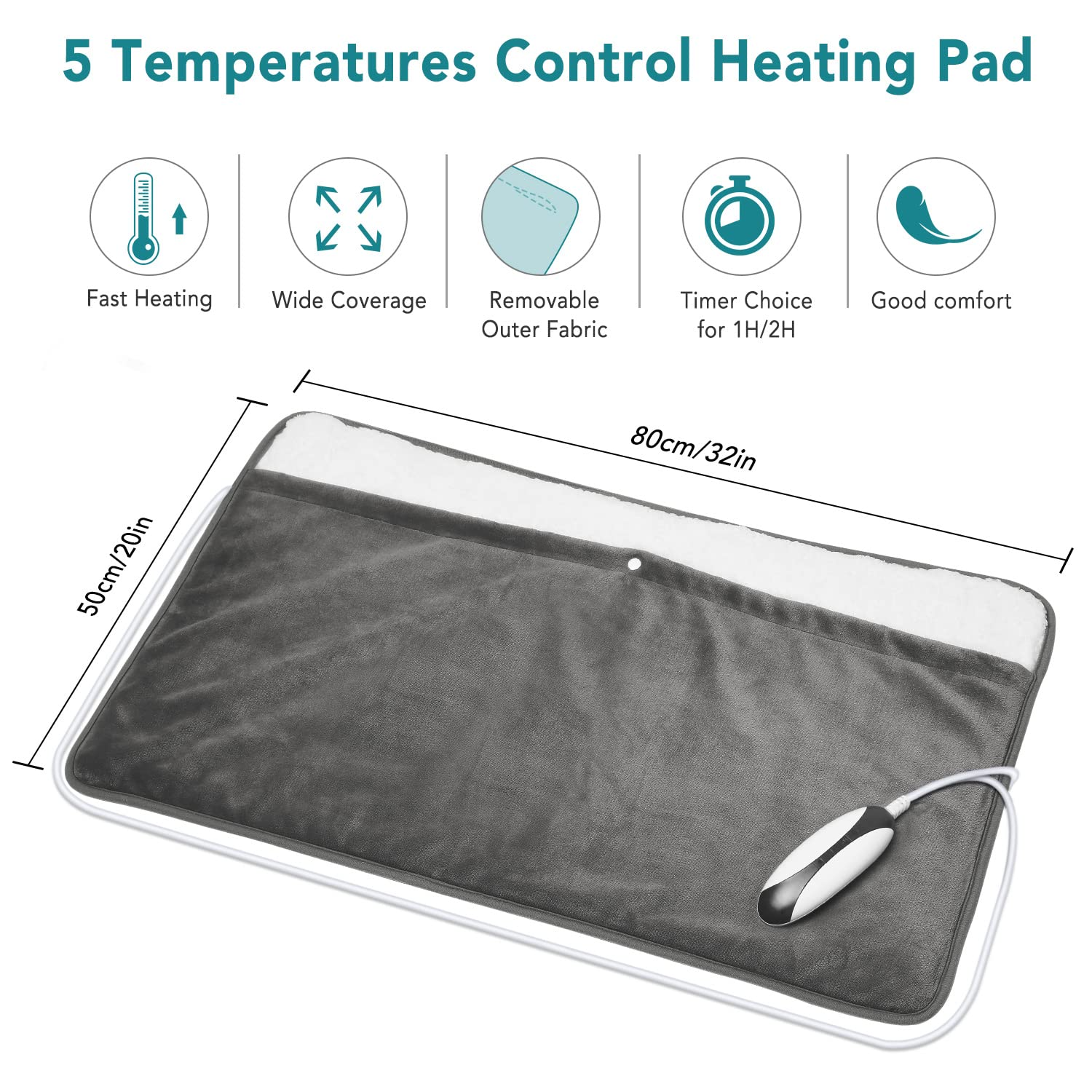 Load image into Gallery viewer, Heating Pad Electric Foot Warmer Extra Large Size 20&#39;&#39; x 32&#39;&#39; Full-Body Use for Feet Back Shoulders with Auto Shut-Off - Gray
