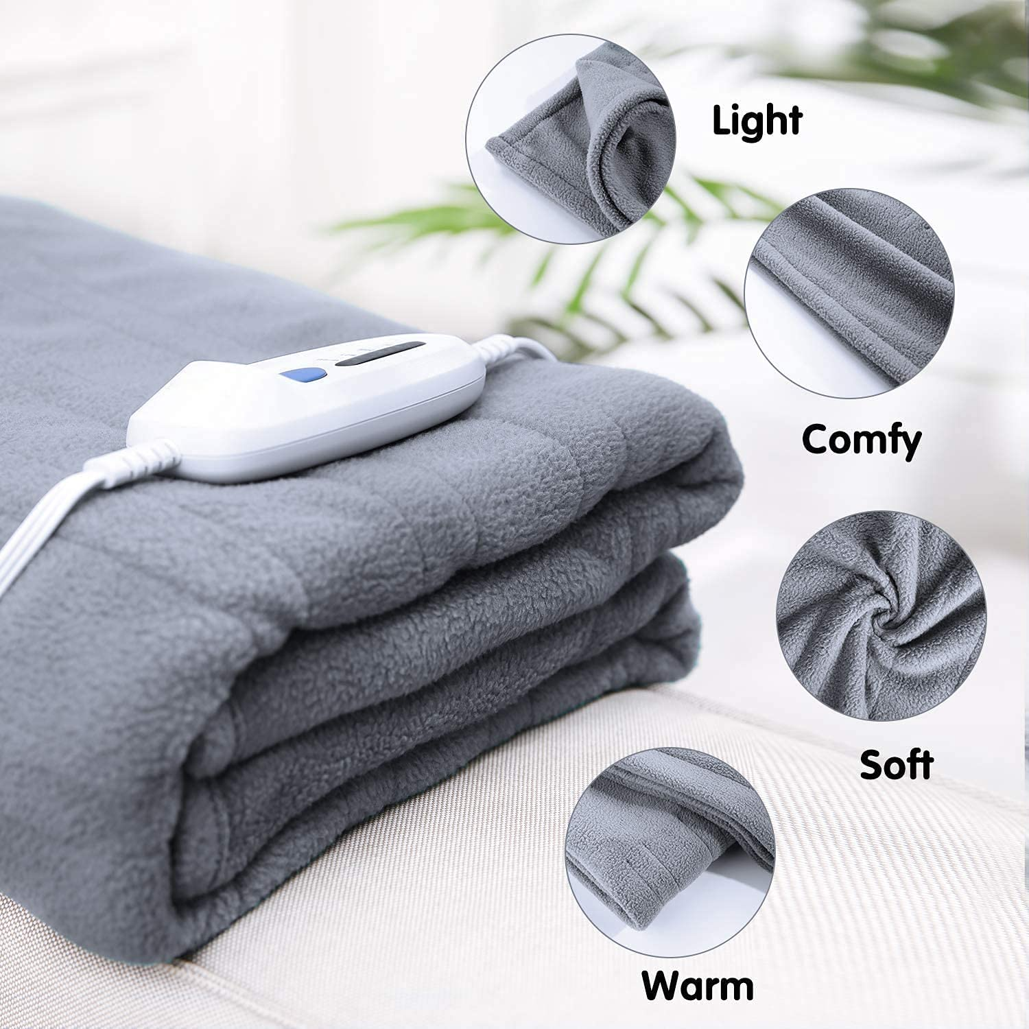 Load image into Gallery viewer, Electric Heated Blanket Twin Size 62&#39;&#39; x 84&#39;&#39; Polar Fleece with Auto-Off 4 Temperature Settings Overheat Protection - Gray
