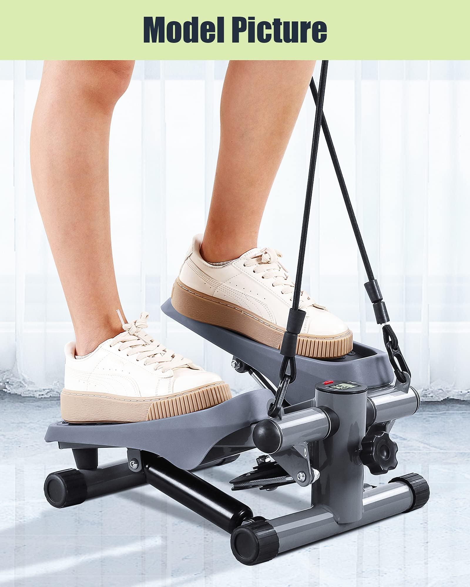 Load image into Gallery viewer, Mini Stepper Exercise Machine Aerobic Stepper with Resistance Bands Adjustable Portable Step Platform with LCD Display for Adult &amp; Kid &amp; Teenager
