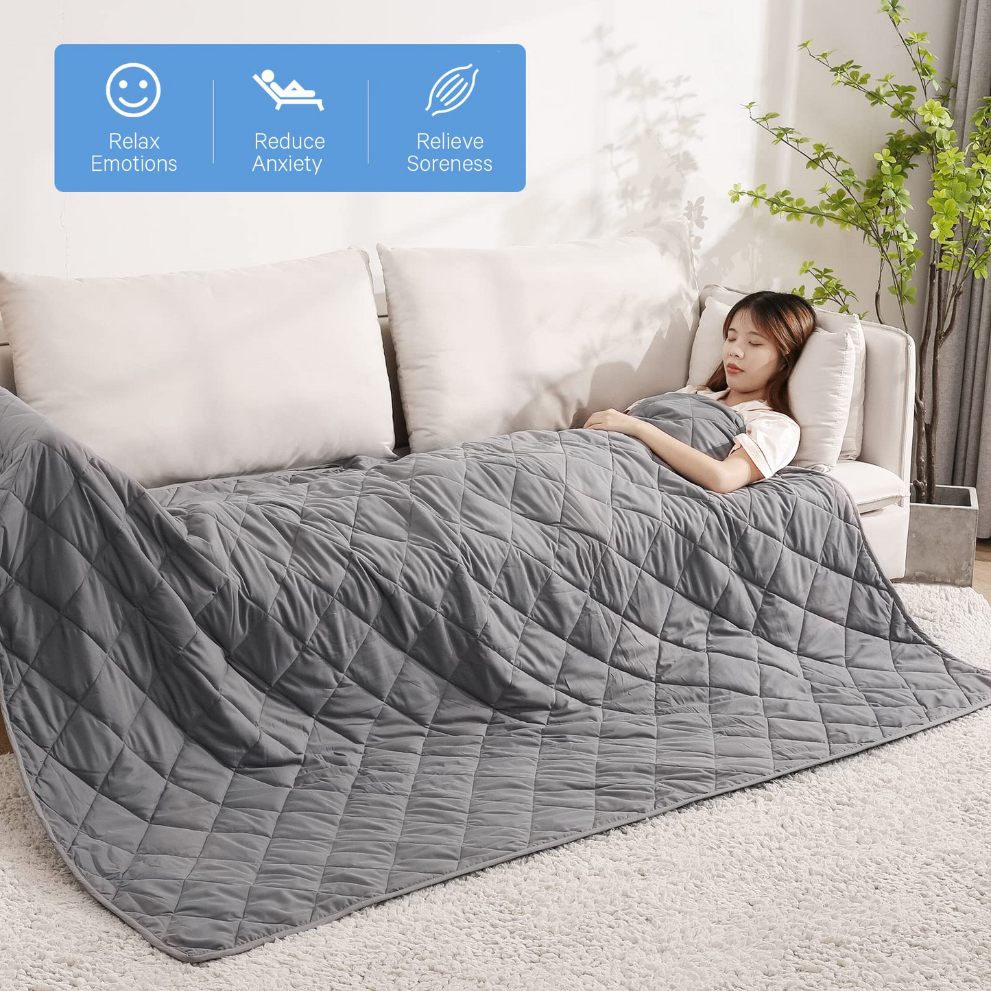 MARNUR Weighted Blanket 18 lbs Queen Size Heavy Breathable Cooling Blanket for Adults, 60" x 80", Gray