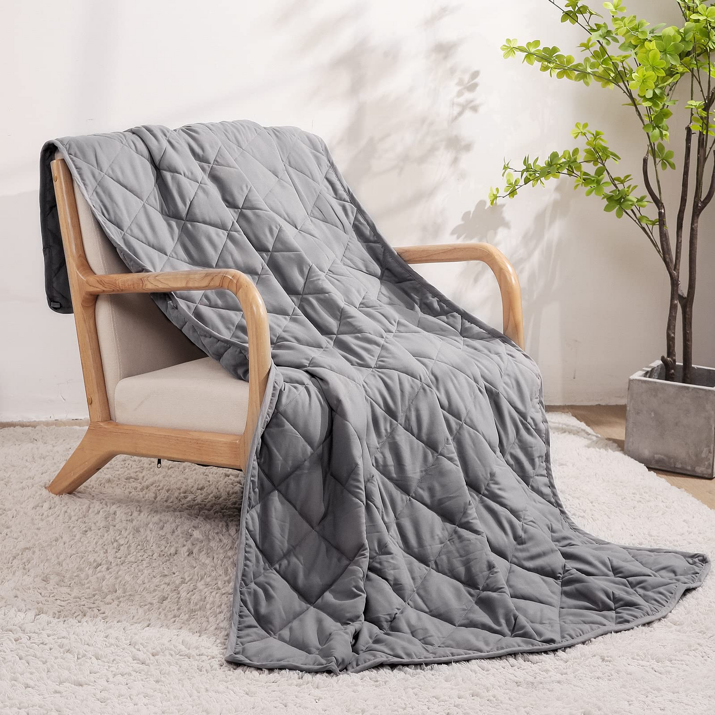 MARNUR Weighted Blanket 18 lbs Queen Size Heavy Breathable Cooling Blanket for Adults, 60" x 80", Gray