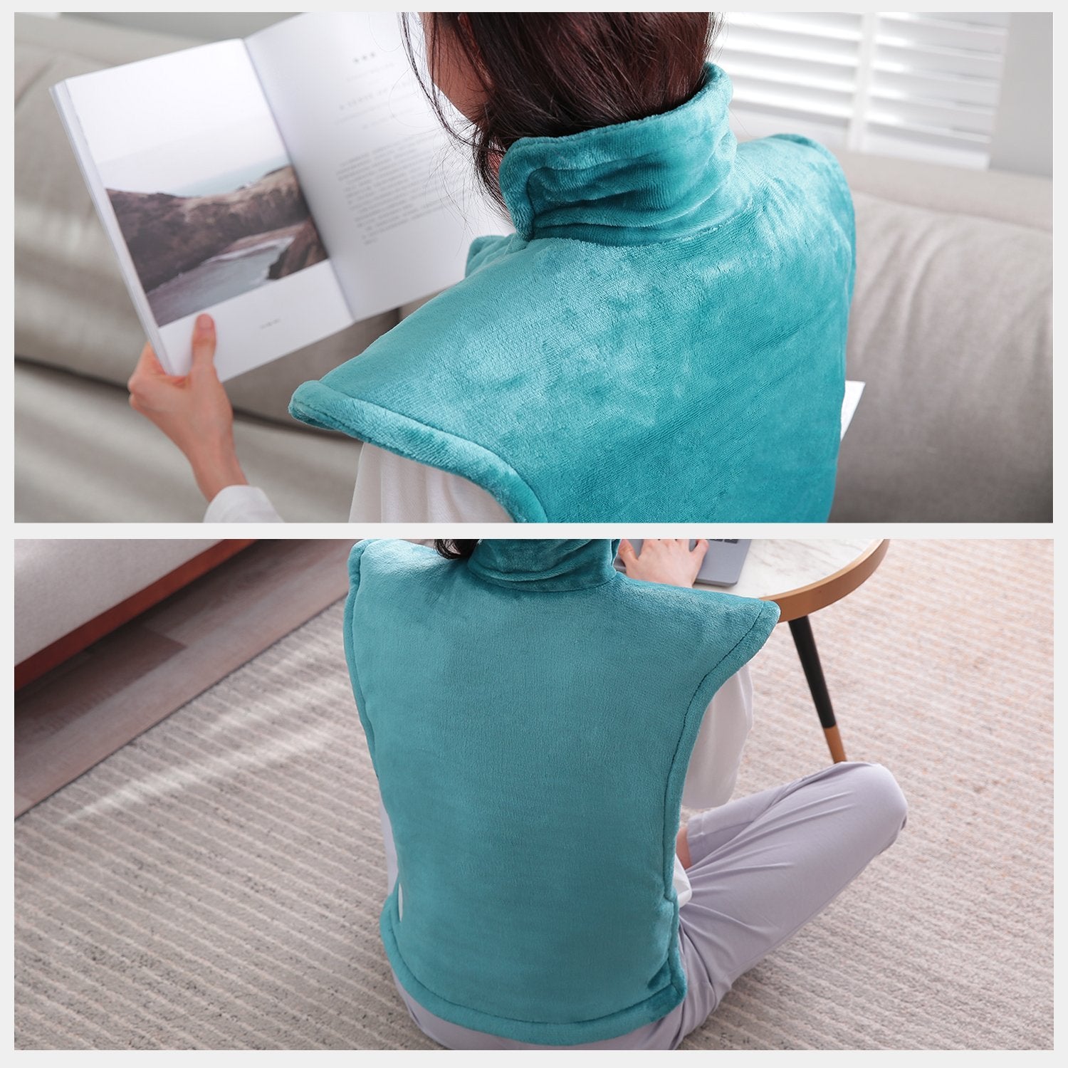 Load image into Gallery viewer, Large Heating Pad for Back and Shoulder, 24&quot;x33&quot; Heat Wrap with Fast-Heating and 5 Heat Settings, Auto Shut Off Available - Lagoon - NAIPO
