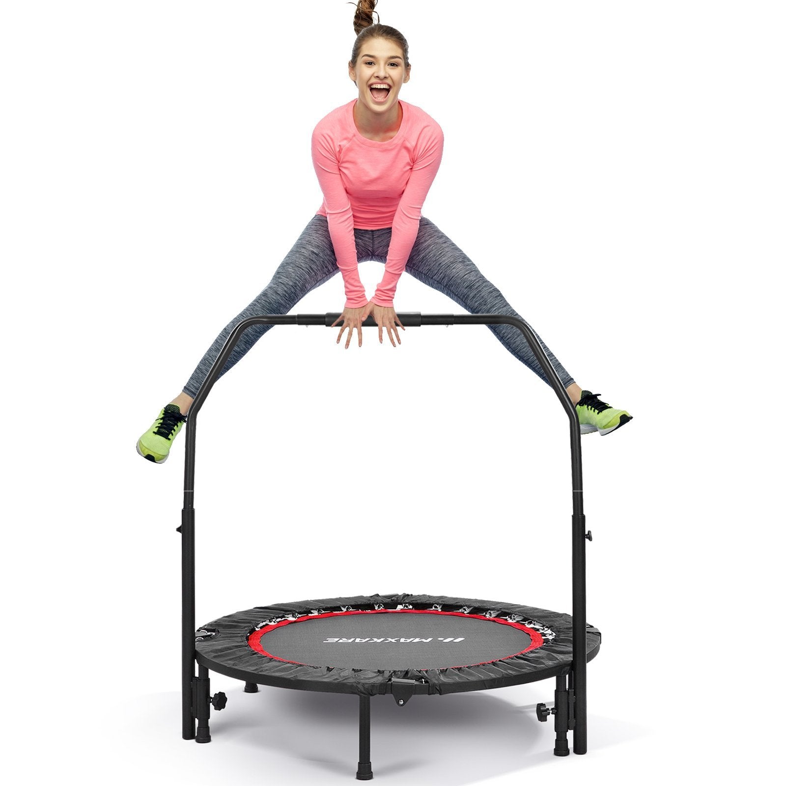 Load image into Gallery viewer, MaxKare 40” Fitness Trampoline-Exercise Rebounder for Indoor &amp; Outdoor Foldable Design w. Adjustable Handle - NAIPO
