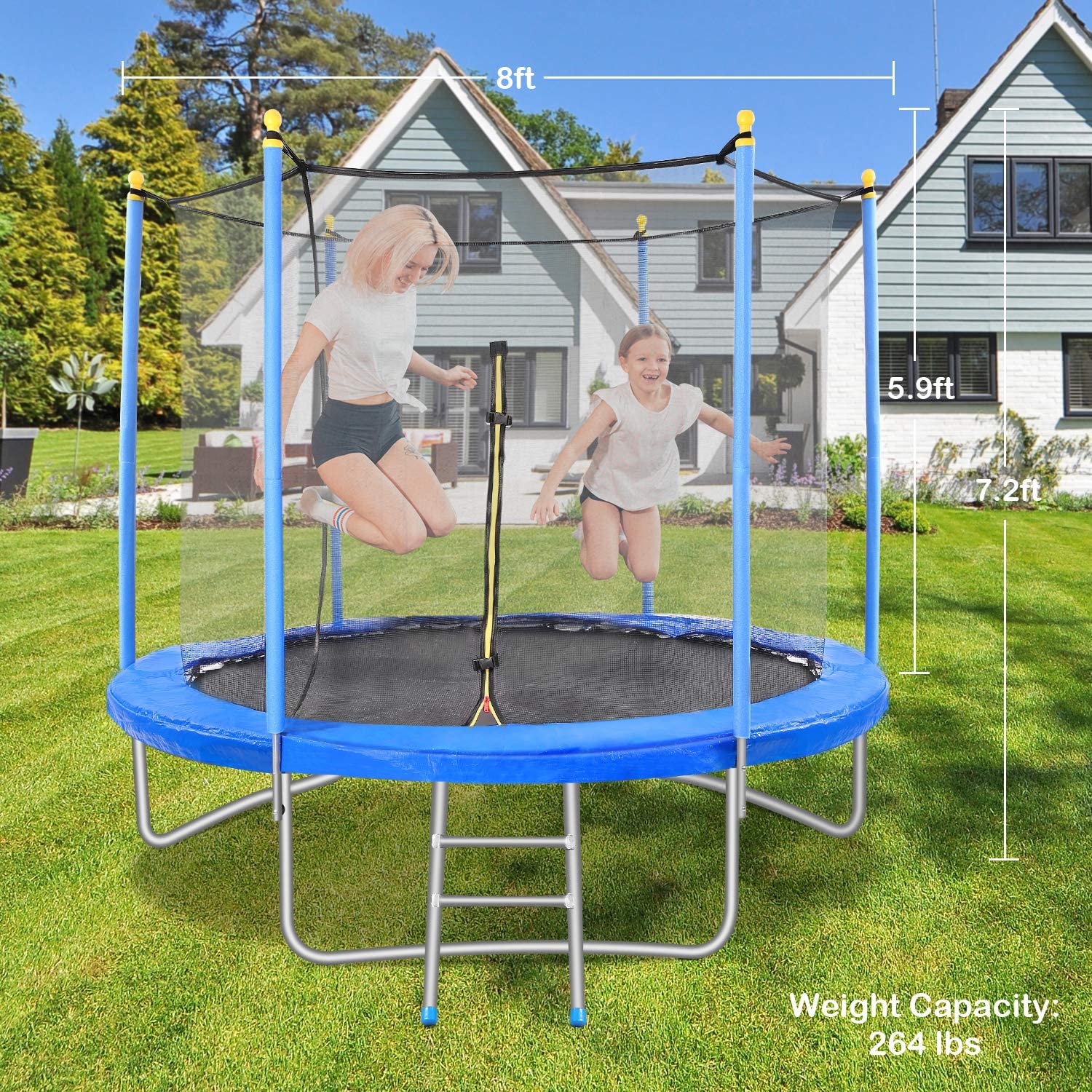 Load image into Gallery viewer, MaxKare 8 FT Trampoline with Enclosure Safety Net &amp; Spring Cover Rebounder for Kids Jumping Exercise Fitness, Indoor Outdoor Use, 300-500 LBS Weight Capacity - NAIPO
