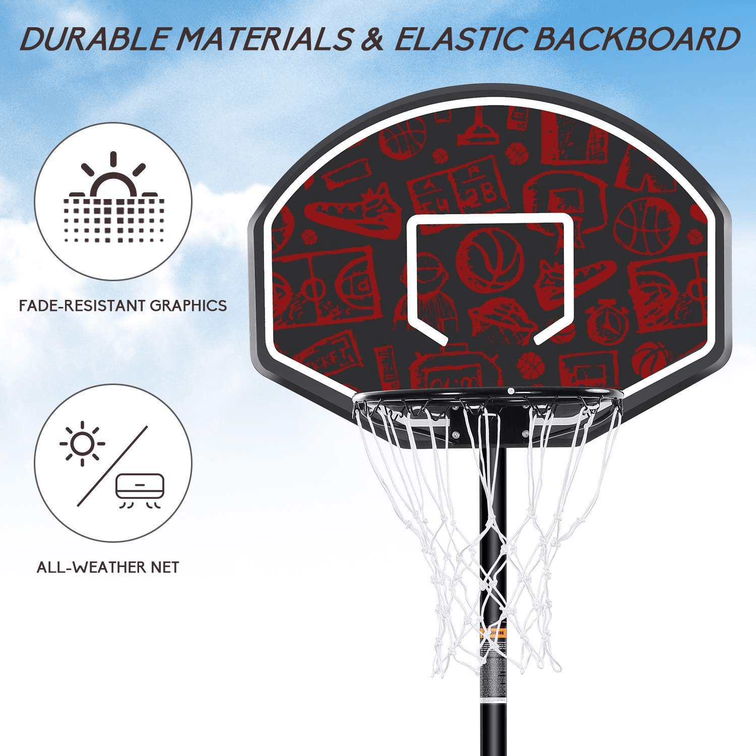 Load image into Gallery viewer, MaxKare Basketball Hoop &amp; Goal Portable Basketball System Stand Height Adjustable 5.5ft -7.5ft with 32 in Backboard &amp; Wheels for Youth Kids Outdoor Indoor Basketball Goal Game Play - NAIPO
